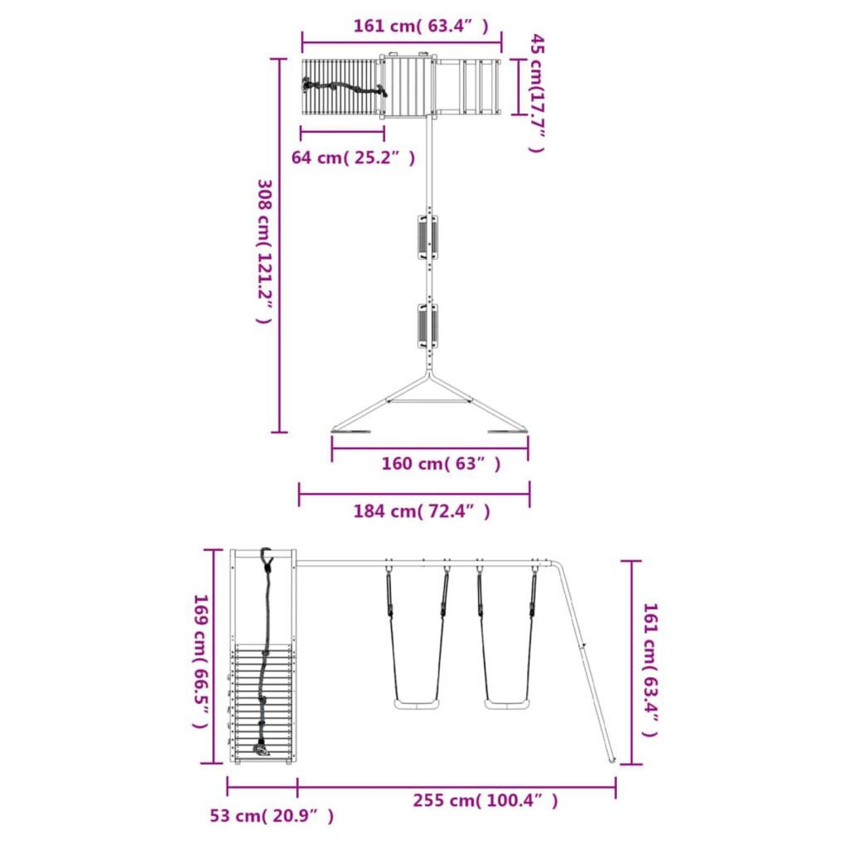 VIDAXL Aire de jeux d'exterieur bois massif de douglas