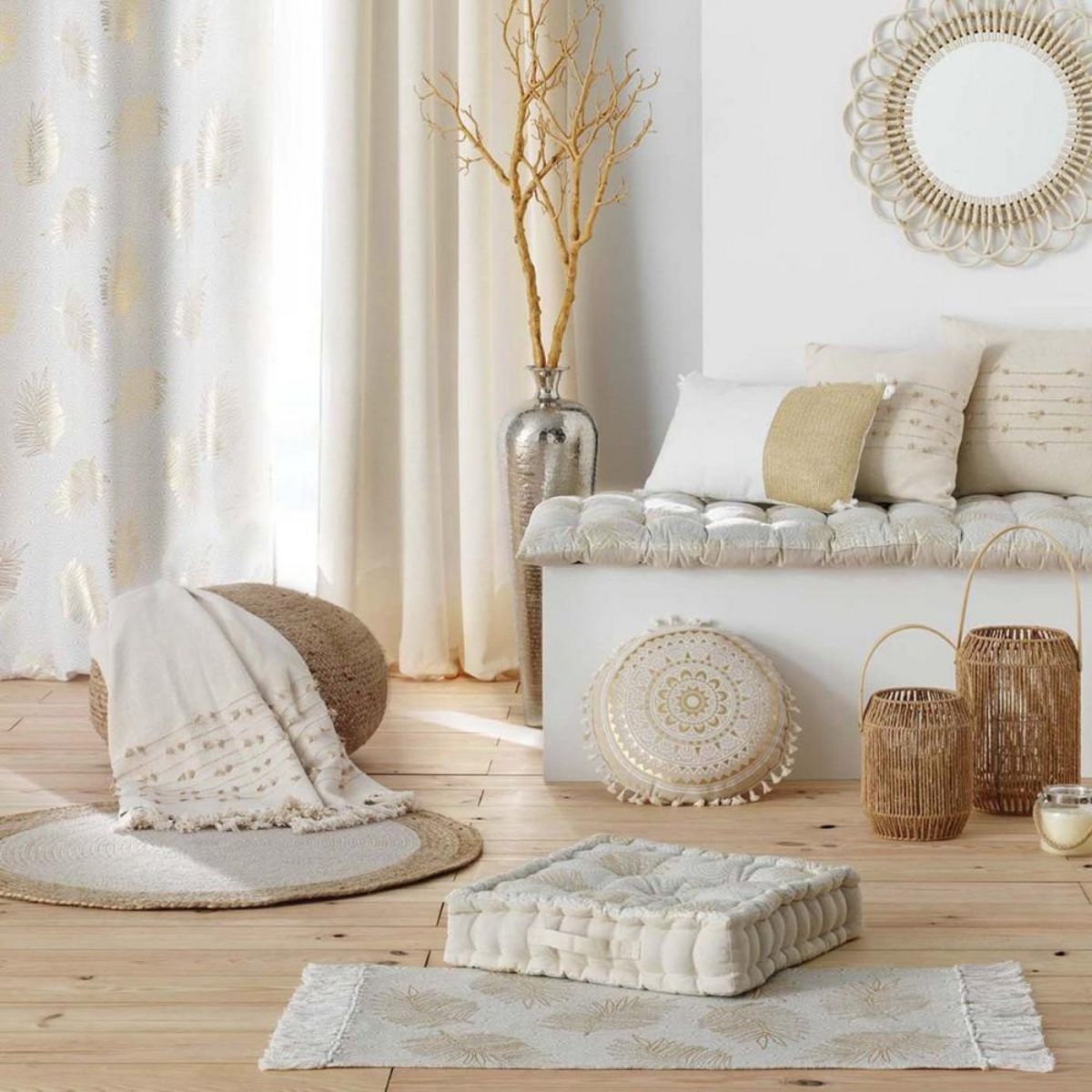 Douceur d'Intérieur Voilage à œillets 140x240 sable métallisé Sunny Gold