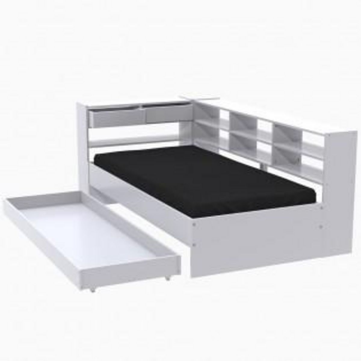 Lit 90 x 190 cm blanc avec rangements BLADE