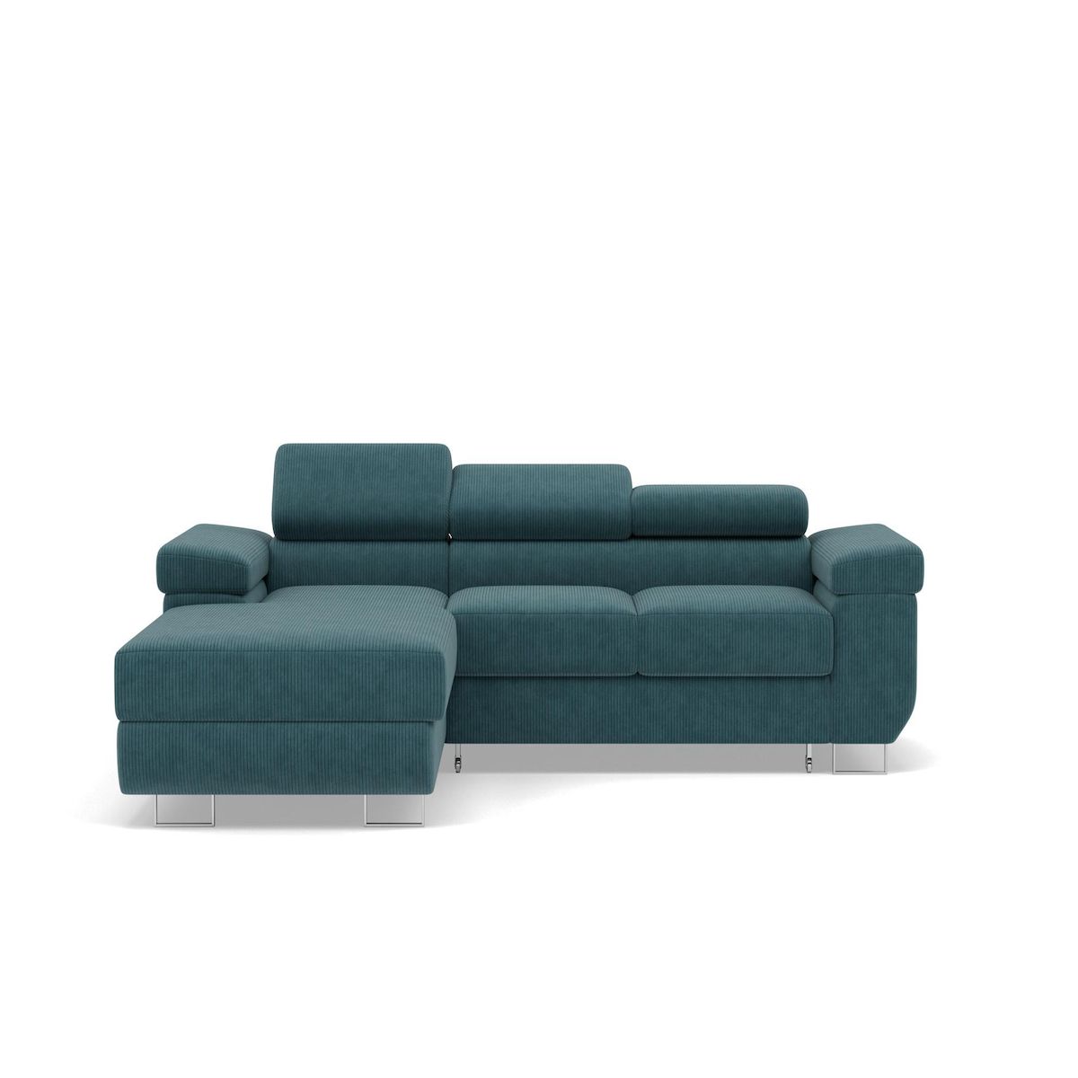 BEST MOBILIER Pablo - canapé d'angle gauche - 6 places - convertible avec coffre et têtières réglables - en velours côtelé