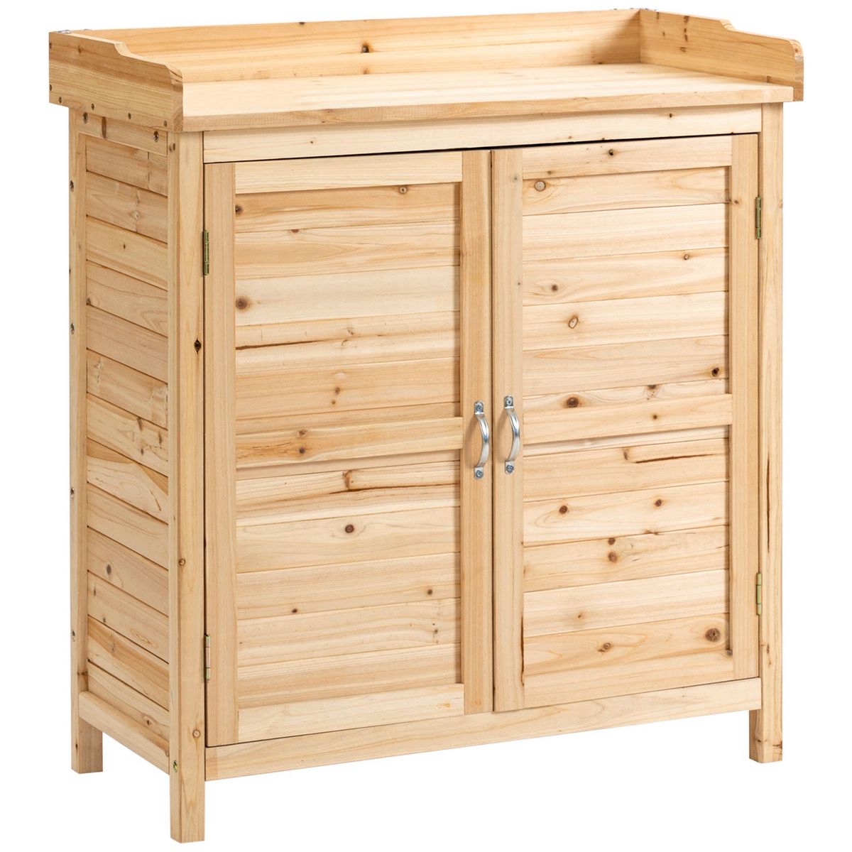 OUTSUNNY Armoire de jardin sur pied avec plateau - double porte, étagère - bois de sapin pré-huilé