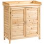 Voir la diapositive 1 : OUTSUNNY Armoire de jardin sur pied avec plateau - double porte, étagère - bois de sapin pré-huilé