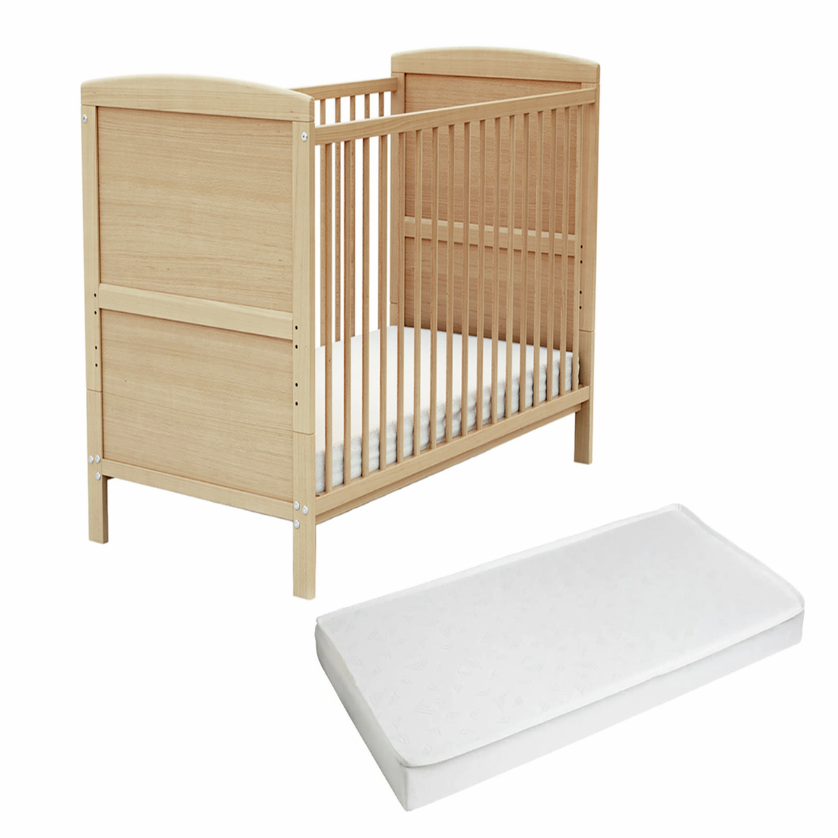 AT4 Lit bébé évolutif avec matelas ESSENTIEL 60 x 120 cm en bois