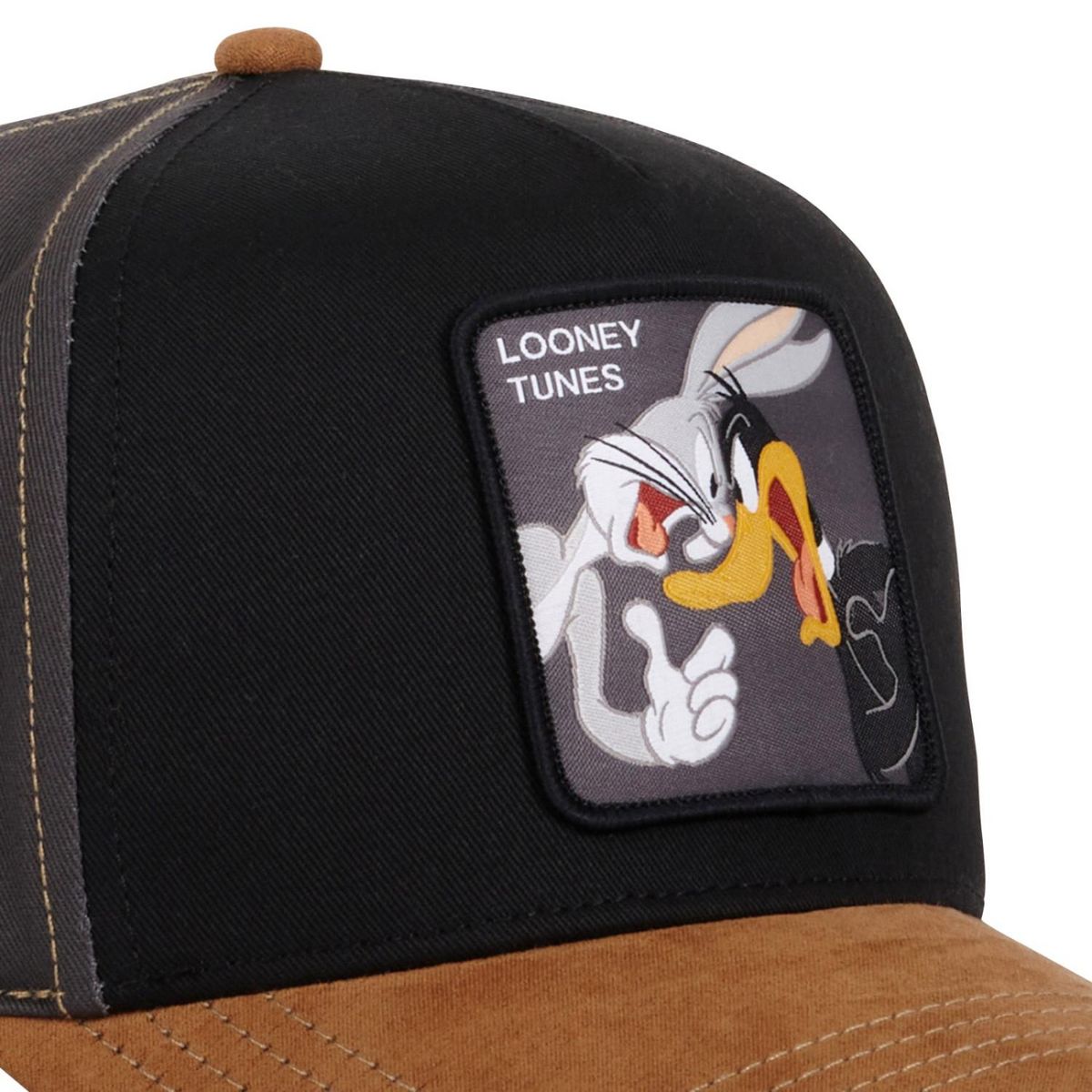 CAPSLAB Casquette homme trucker mix de matière Looney Tunes Bugs ans Daffy