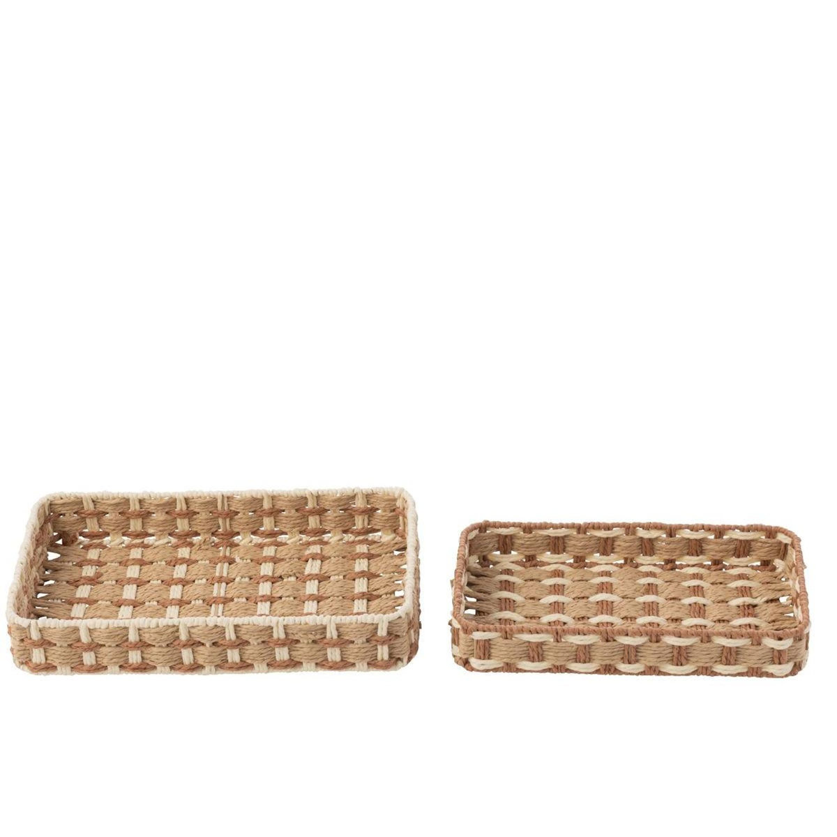 Paris Prix Lot de 2 Paniers de Rangement  Lupe  38cm Naturel & Blanc