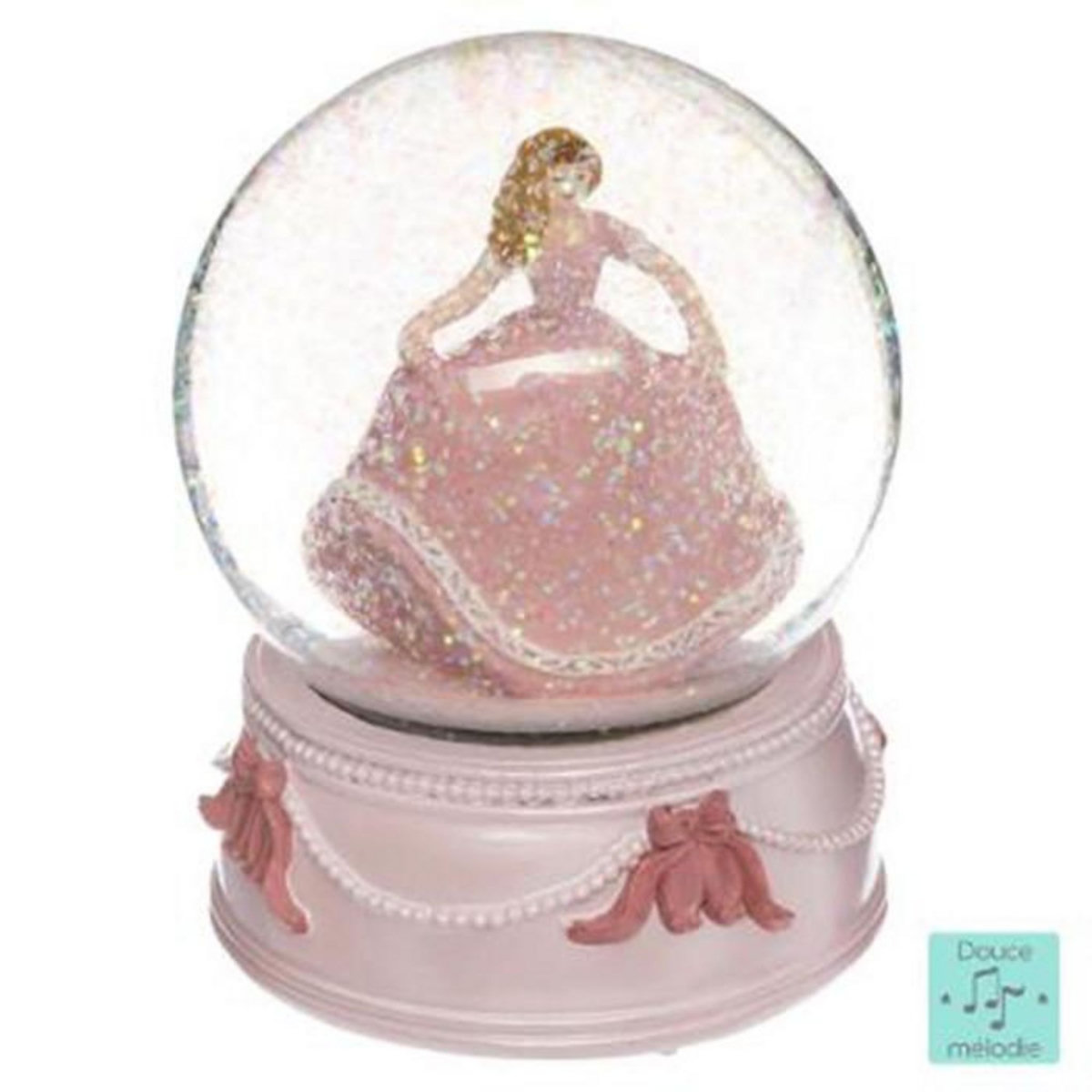 Atmosphera Kids Boule à Neige Musicale  Princesse  14cm Rose
