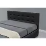 CONCEPT USINE Cadre de lit capitonnée noir avec coffre de rangement intégré -140x190 cm NEWINGTON