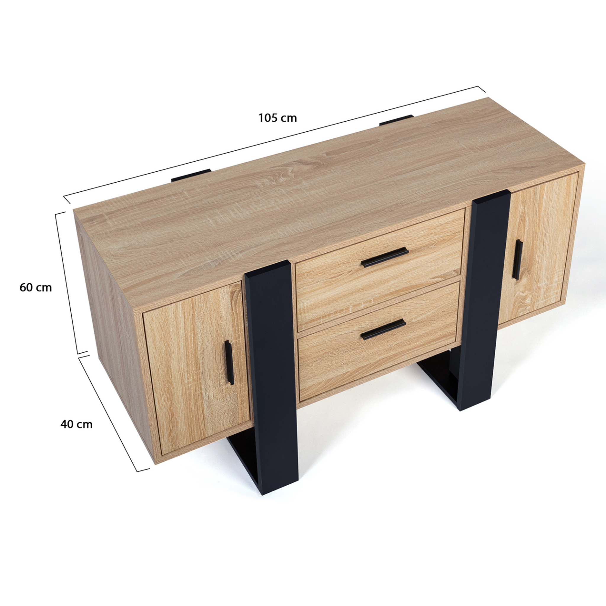 Voir la diapositive 6 : ID MARKET Buffet bas 105 cm phoenix bois et noir