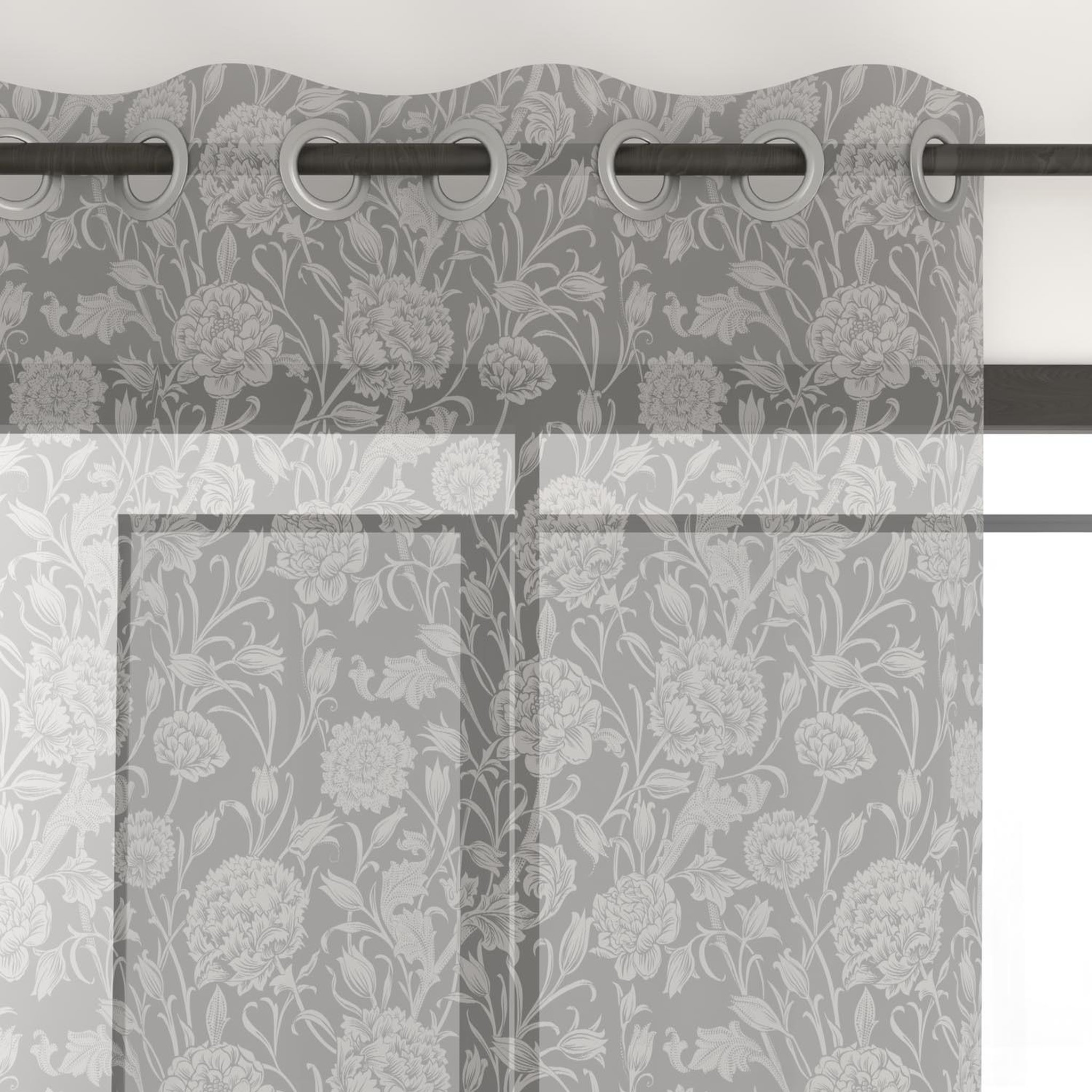 SOLEIL D'OCRE Voile à oeillets imprimé en polycoton 135x250 cm dahlia, par soleil d'ocre