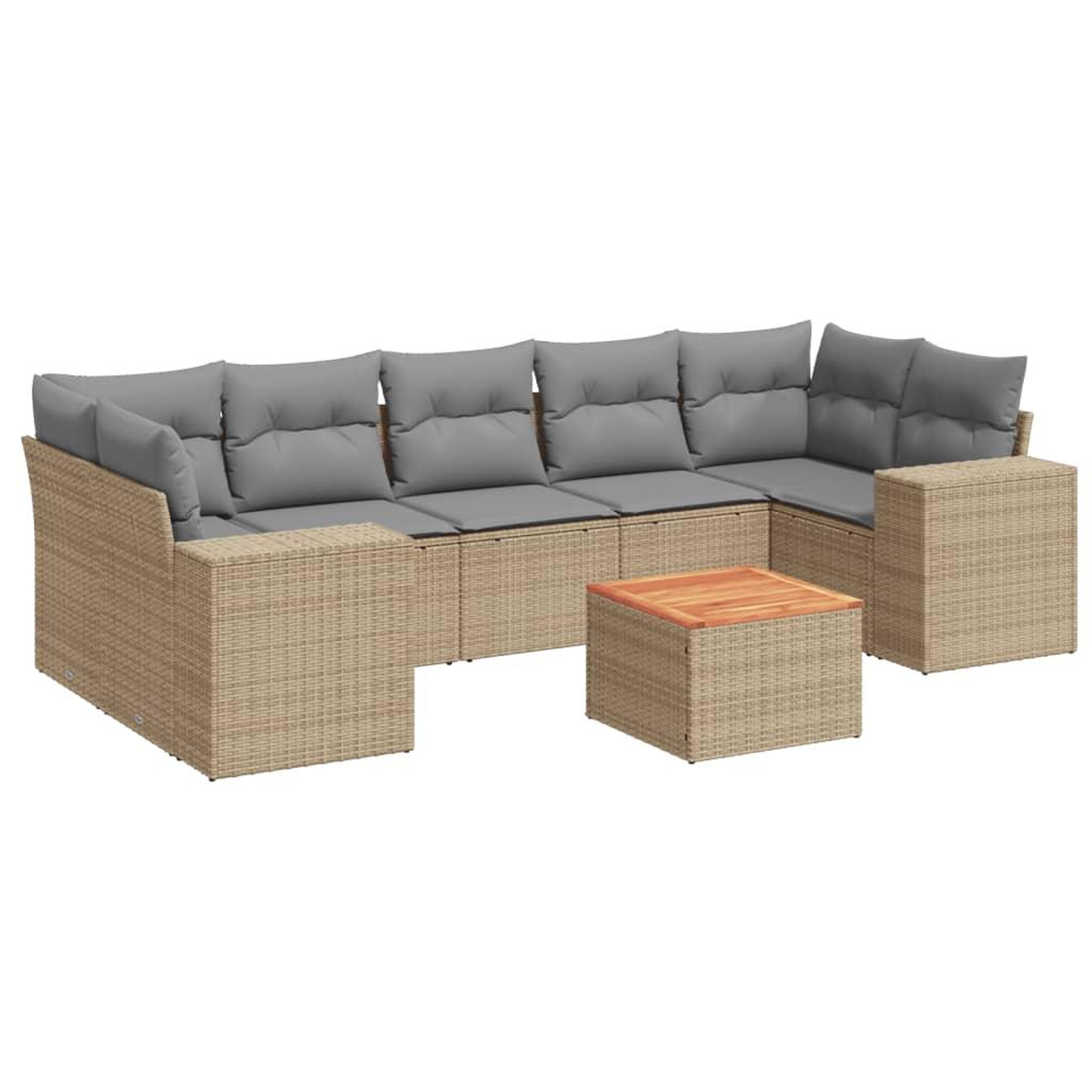 Voir la diapositive 2 : VIDAXL Salon de jardin avec coussins 8 pcs beige resine tressee