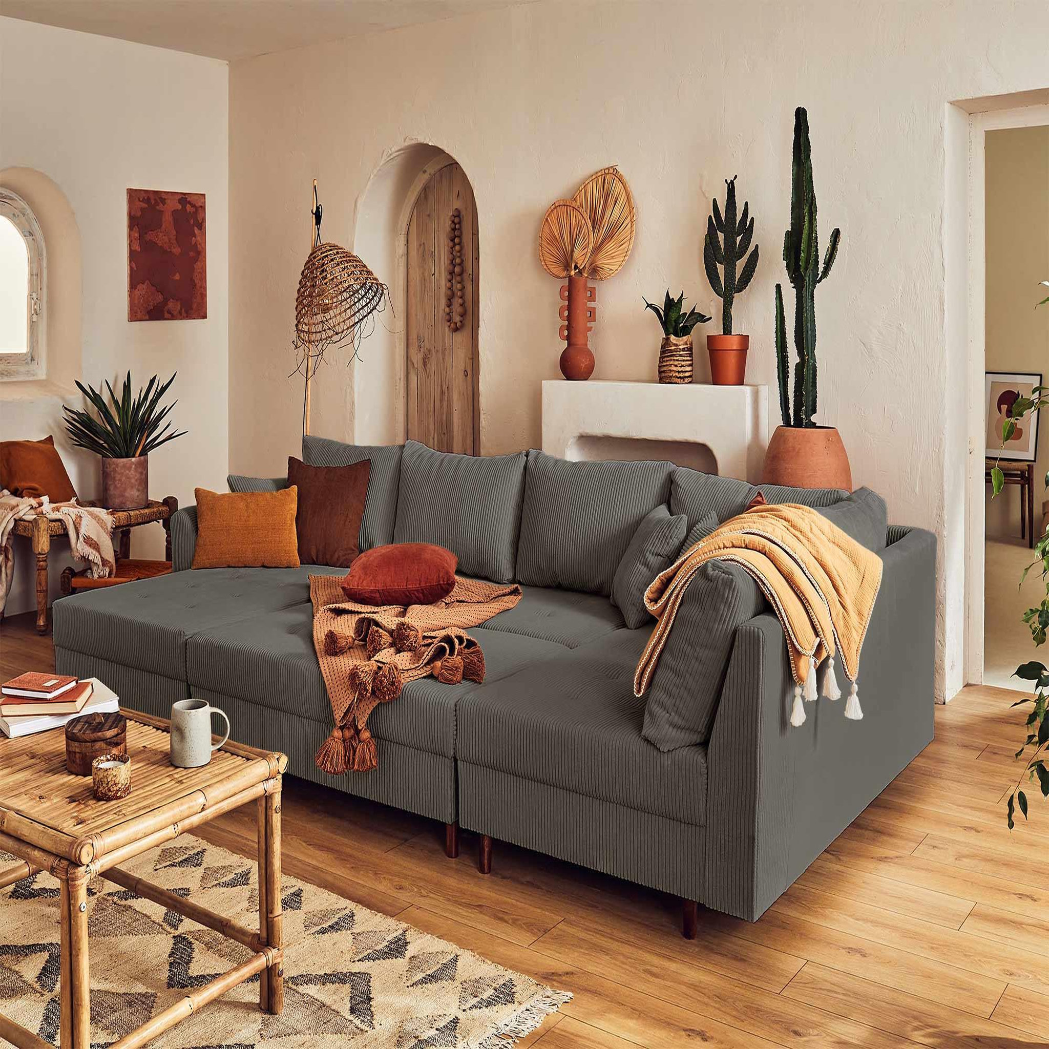 Voir la diapositive 5 : LISA DESIGN Rune - pouf modulable - en velours côtelé