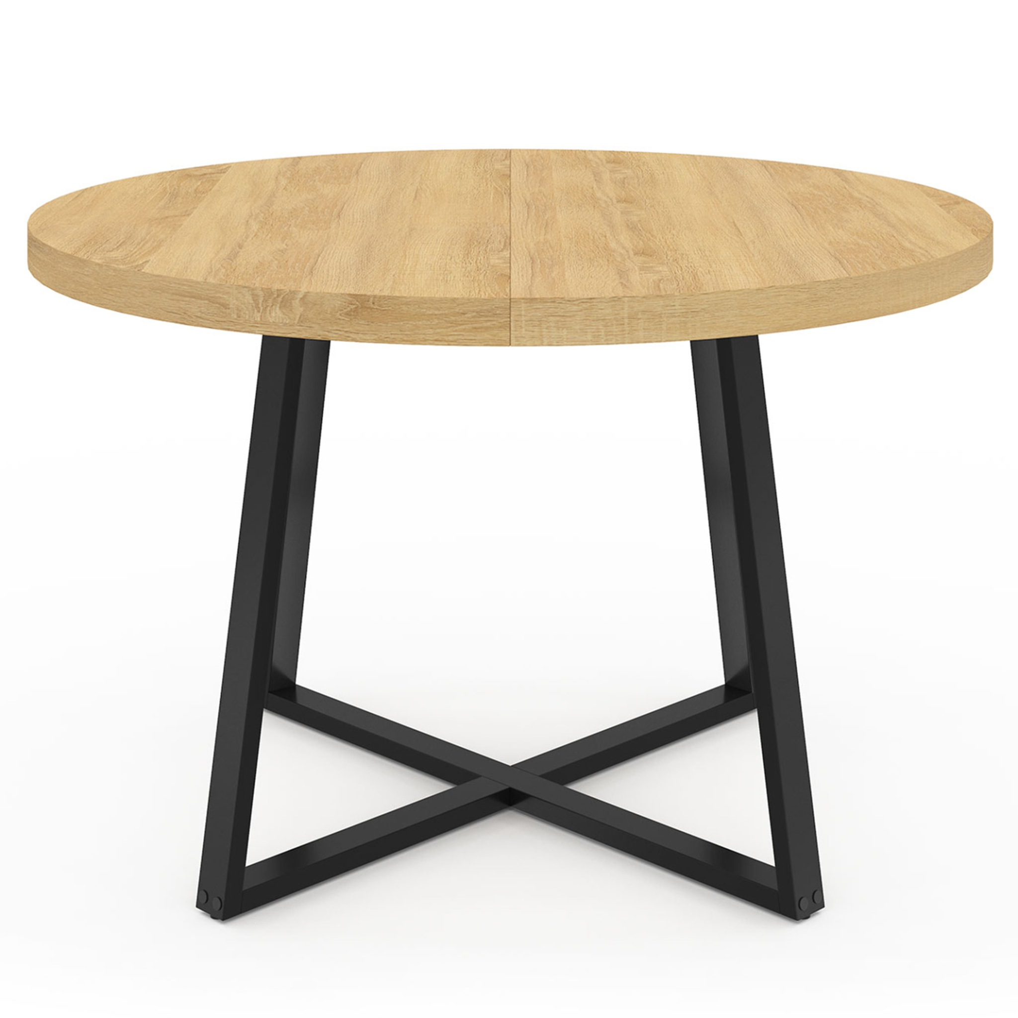 Voir la diapositive 3 : ID MARKET Table à manger fixe ronde selma 4-6 personnes bois et noir 110 cm