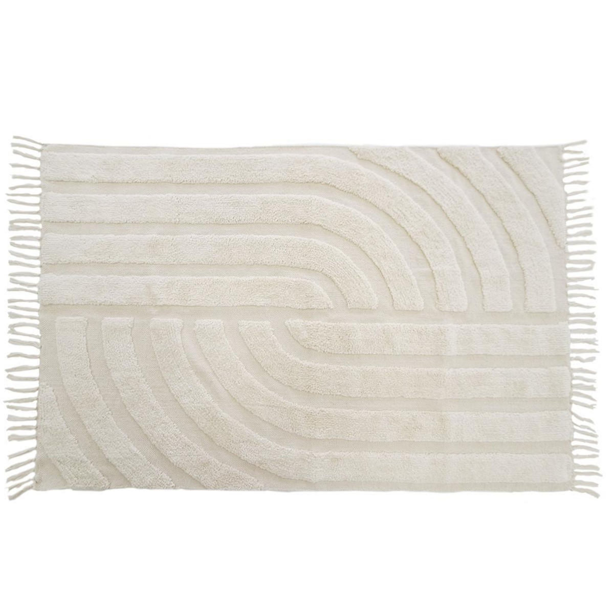 FUTURE HOME Tapis déco à franges en coton tufté 100x150cm
