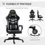 Voir la diapositive 6 : VINSETTO Chaise de bureau gaming réglable - coussin lombaires et tétière inclus - fonction bascule verrouillable - noir gris
