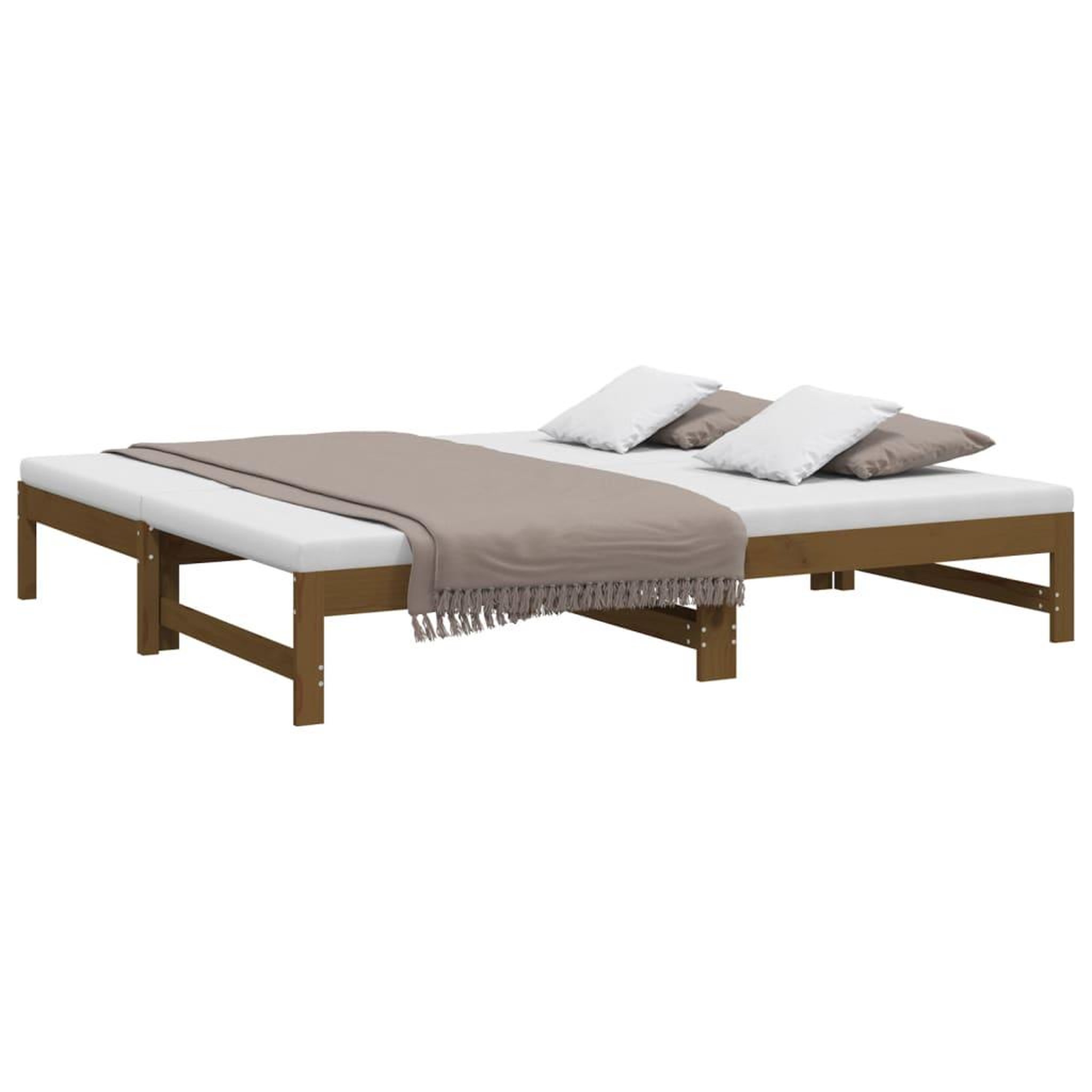 Voir la diapositive 3 : VIDAXL Lit coulissant sans matelas marron miel 2x(90x190) cm