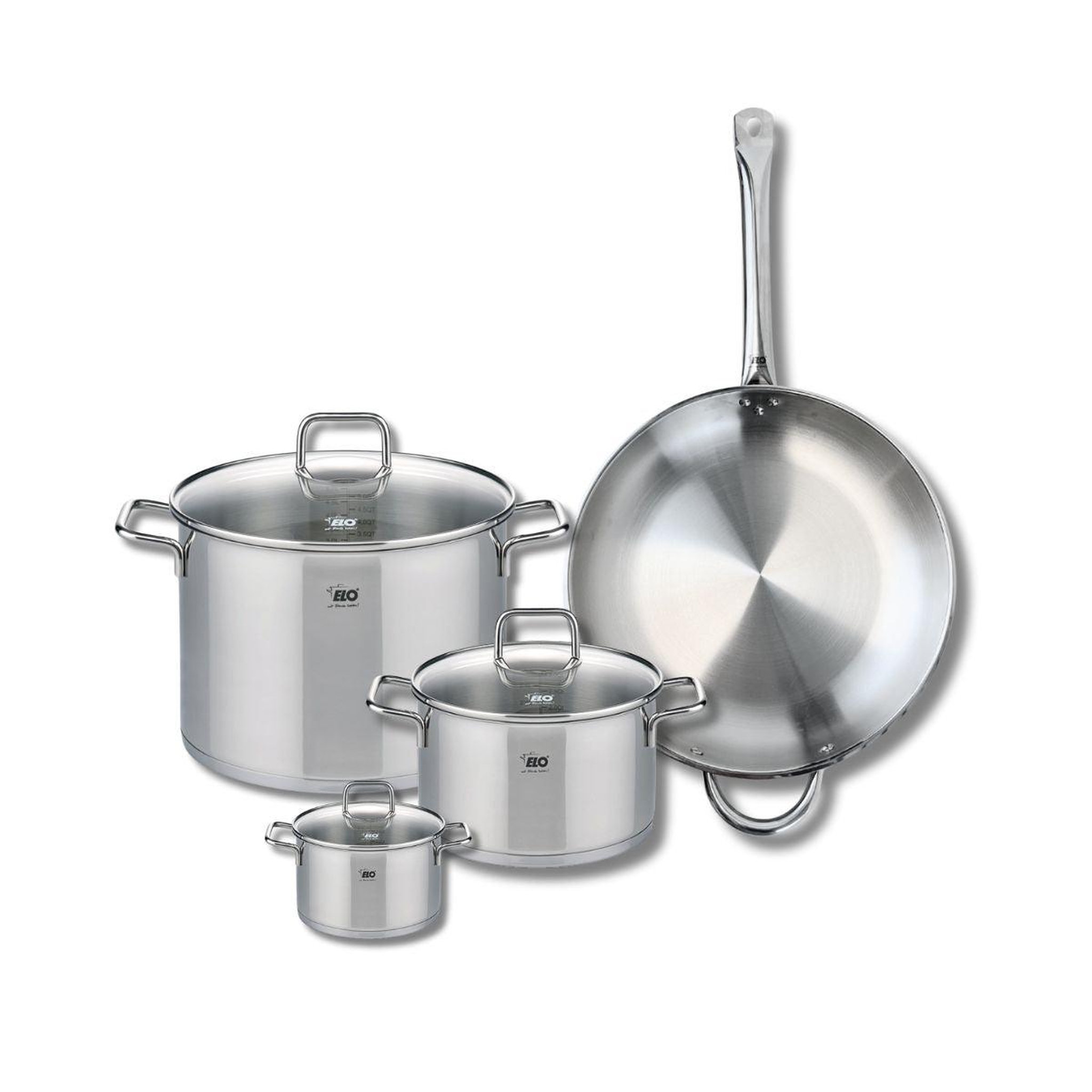 ELO Set de 1 poêle de cuisson 32 cm et 3 faitouts 12, 20 et 26 cm elo profi citrin