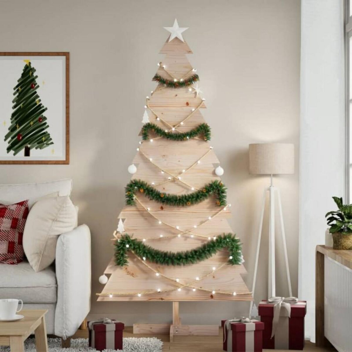 VIDAXL Arbre de Noël en bois pour décoration 180 cm bois massif de pin