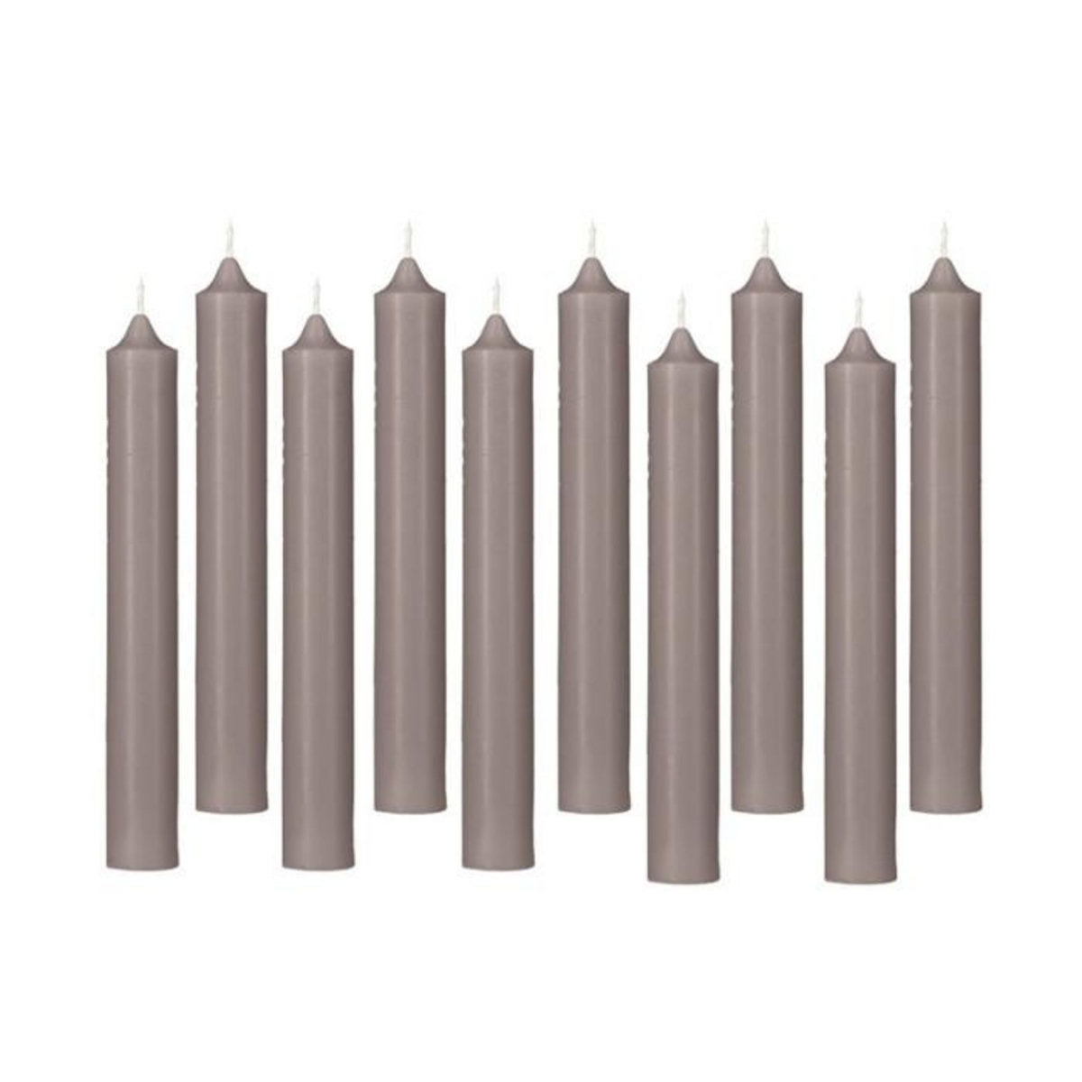 COMPTOIR DE LA BOUGIE Lot de 10 Bougies Bâton  Hugo  16cm Taupe