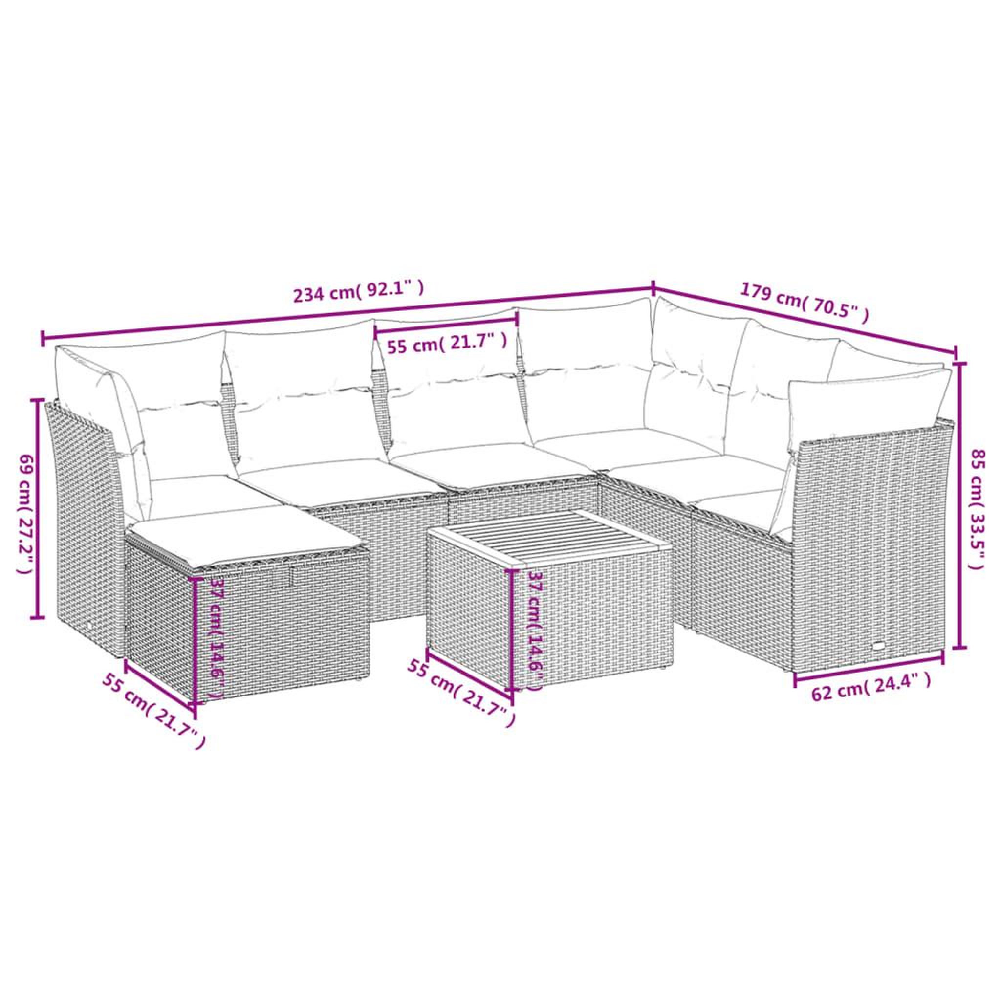 Voir la diapositive 4 : VIDAXL Salon de jardin 8 pcs avec coussins noir resine tressee