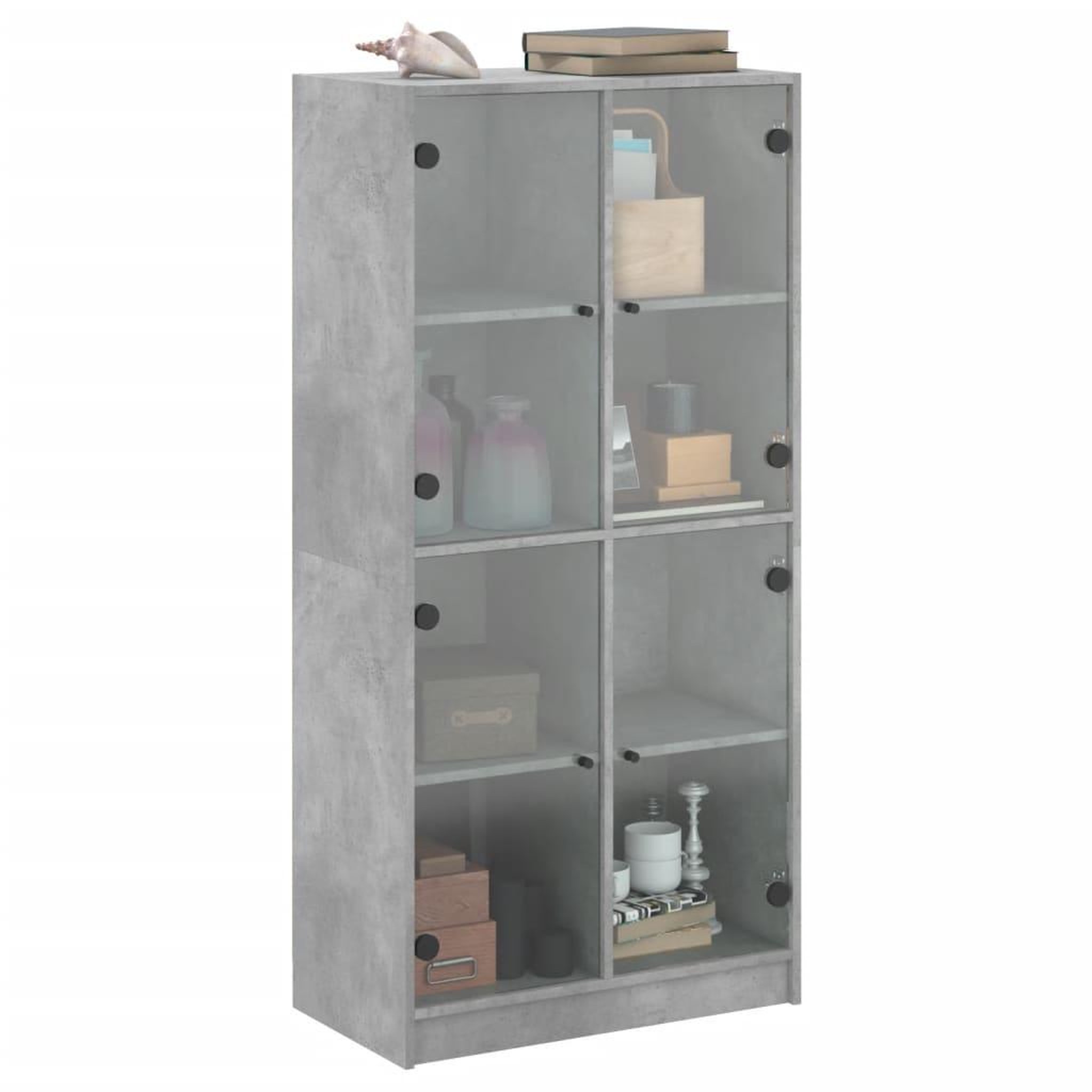 Voir la diapositive 5 : VIDAXL Buffet haut avec portes gris beton 68x37x142 cm bois ingenierie