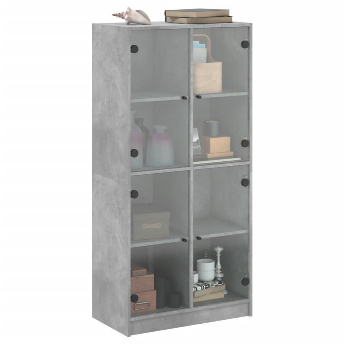 VIDAXL Buffet haut avec portes gris beton 68x37x142 cm bois ingenierie