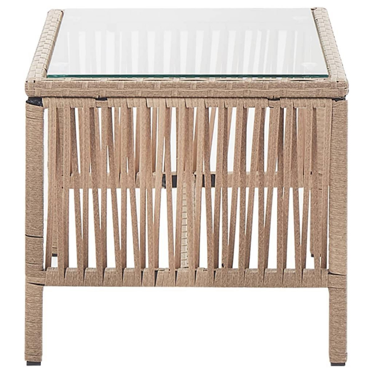 VIDAXL Salon de jardin 4 pcs avec coussins Resine tressee Beige