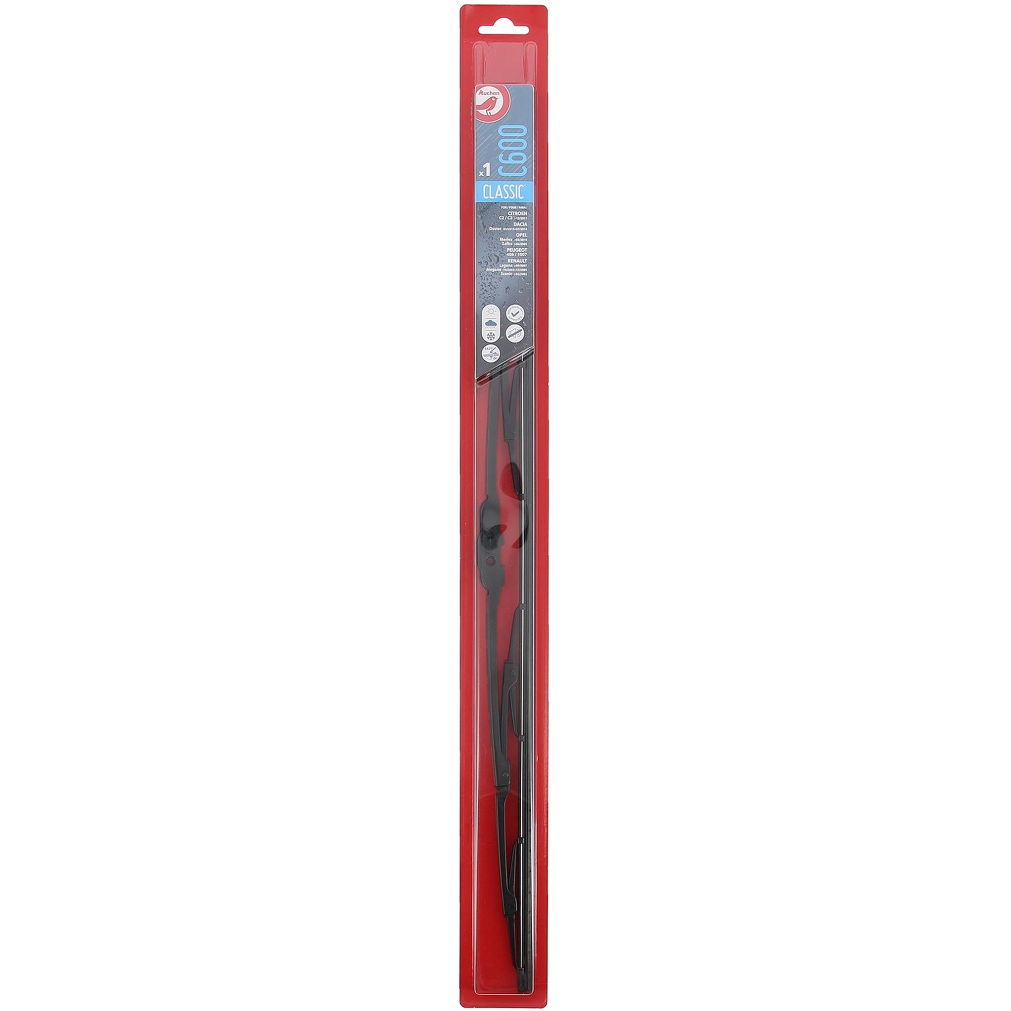 Voir la diapositive 2 : AUCHAN Balai d'essuie-glace C600 60cm pour CITROËN DACIA OPEL PEUGEOT RENAULT