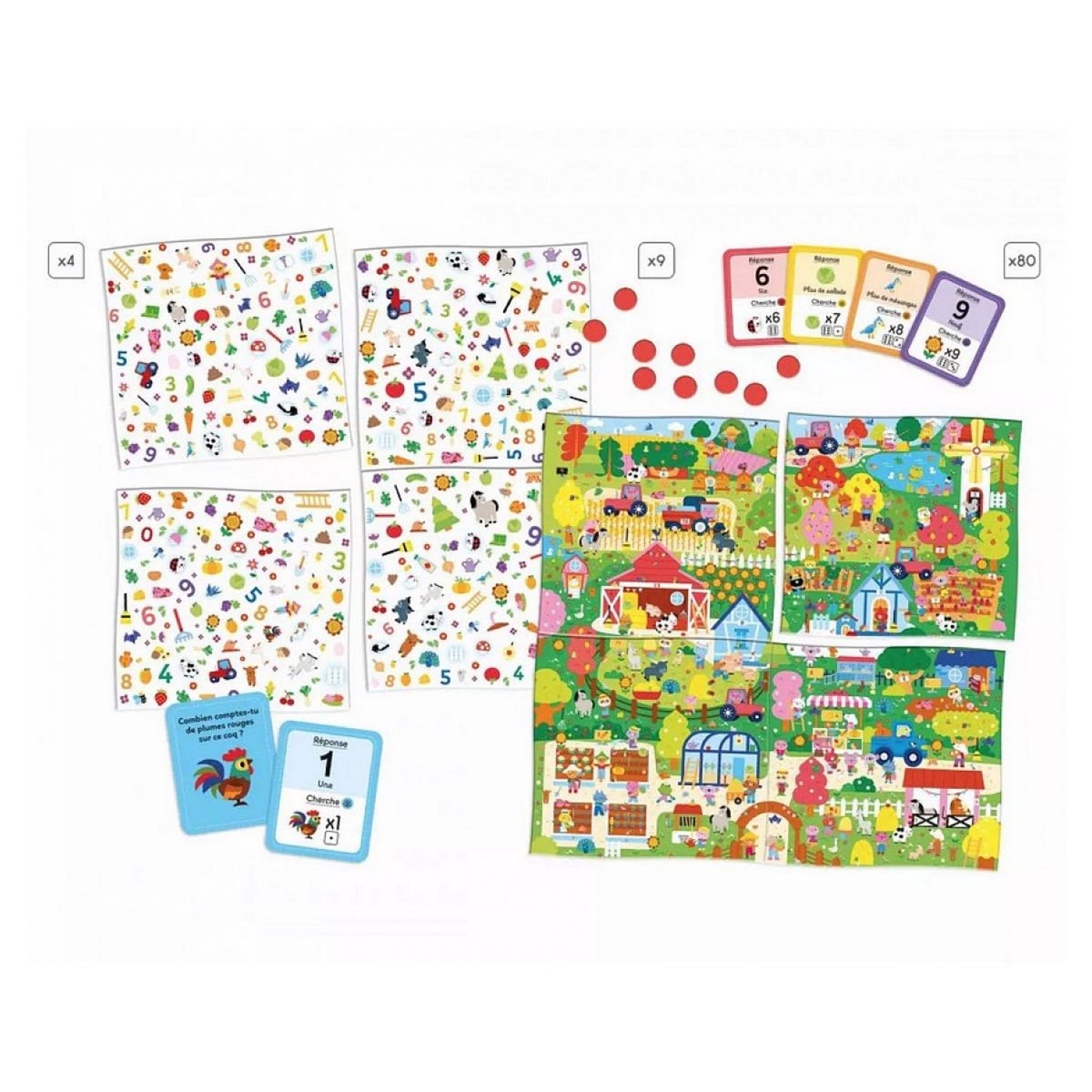 Juratoys-Janod Cherche et trouve - Jeu éducatif des chiffres pour enfants à partir de 4 ans