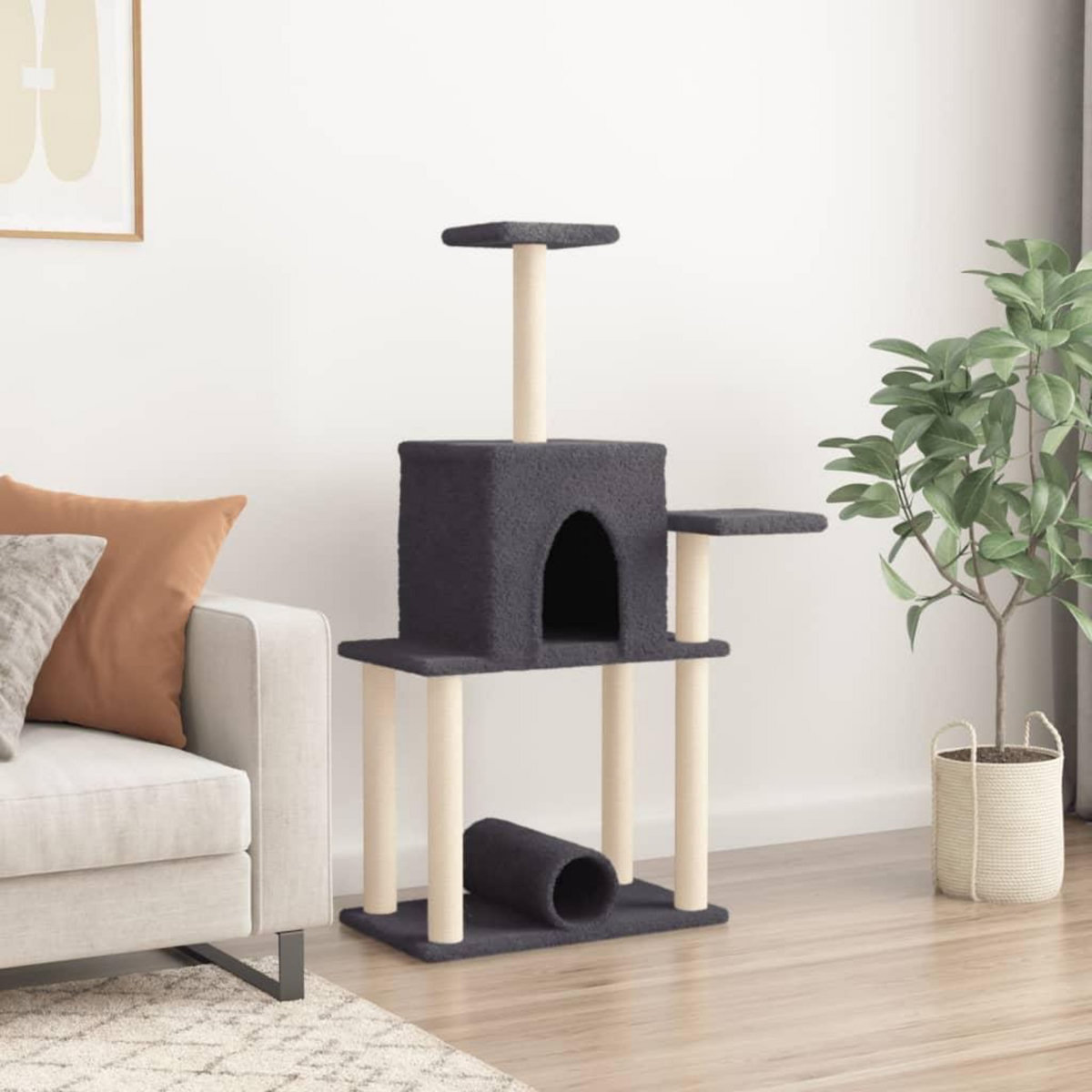 VIDAXL Arbre a chat avec griffoirs en sisal gris fonce 122 cm