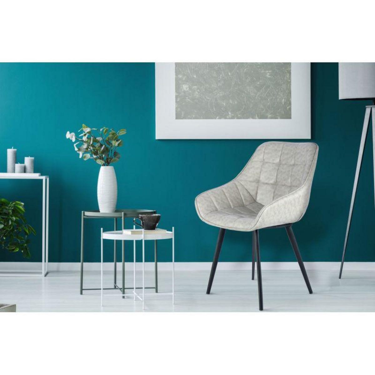 Paris Prix Lot de 2 Chaises Rétro  Demi  88cm Gris & Noir