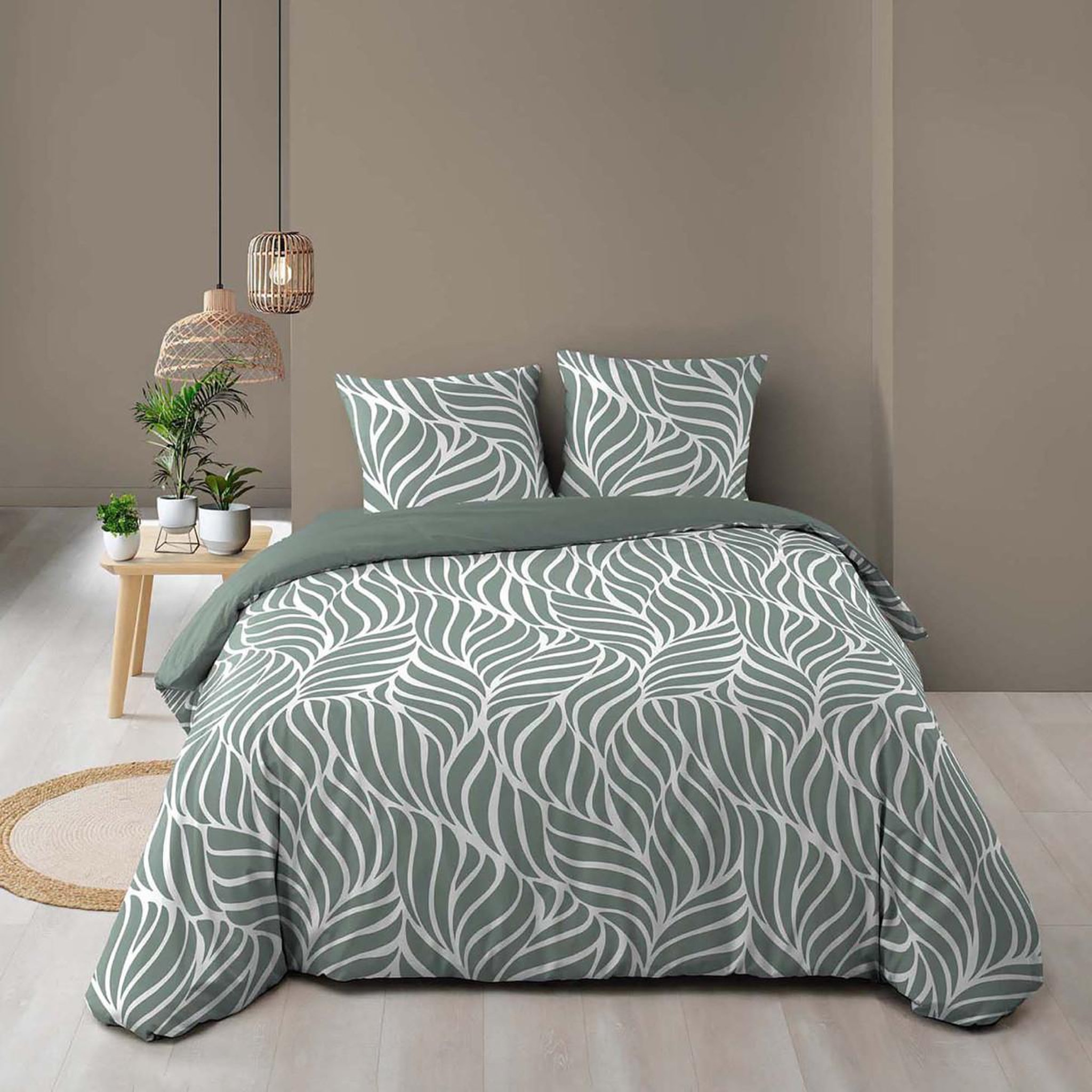 Voir la diapositive 4 : Douceur d'Intérieur Parure de lit 3 pièces  morgane  260x240cm vert sauge