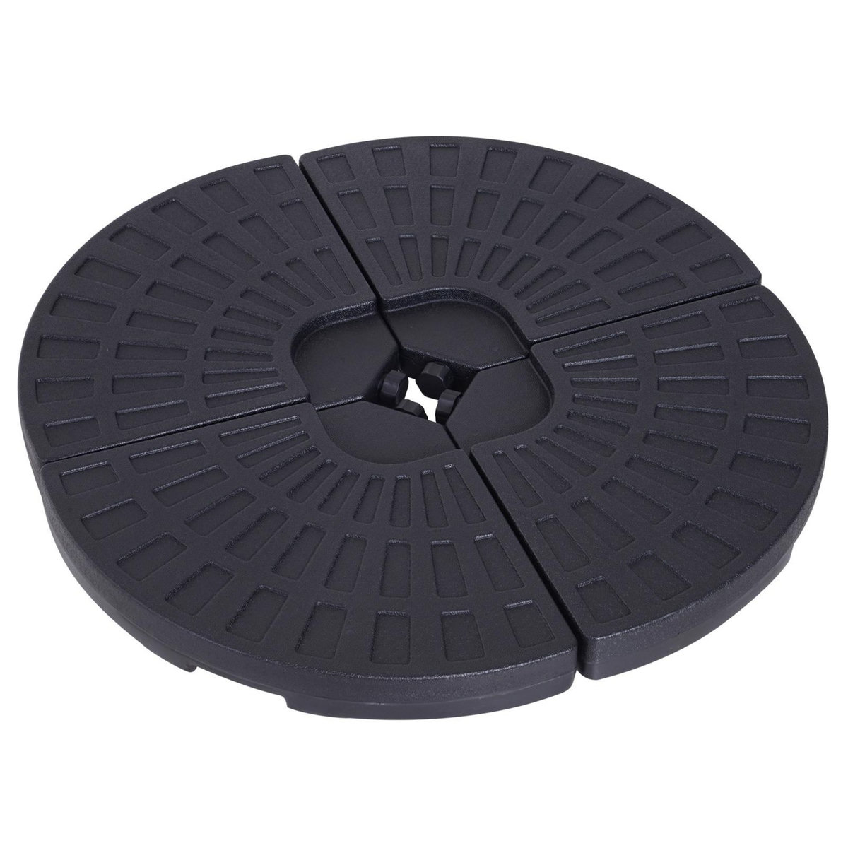 OUTSUNNY Lot de 4 poids de lestage pour parasols déportés dim. totales 48L x 48l x 8H cm polyéthylène haute densité noir