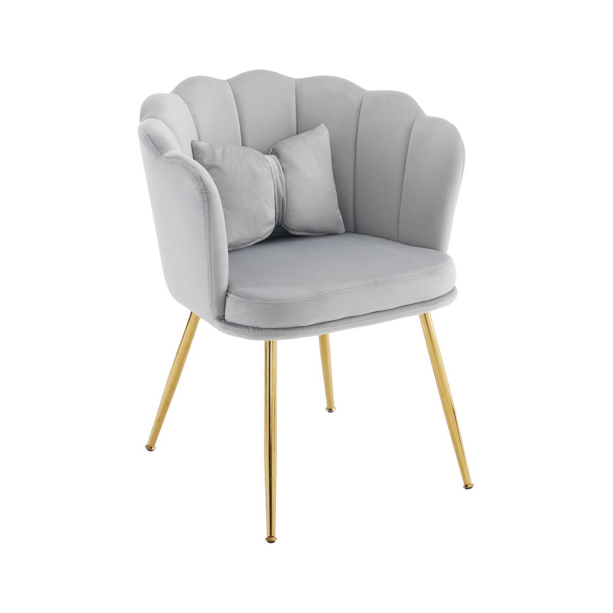 MERAX Fauteuil Fixe Avec Coussin Papillon Et Pieds En Métal Gris