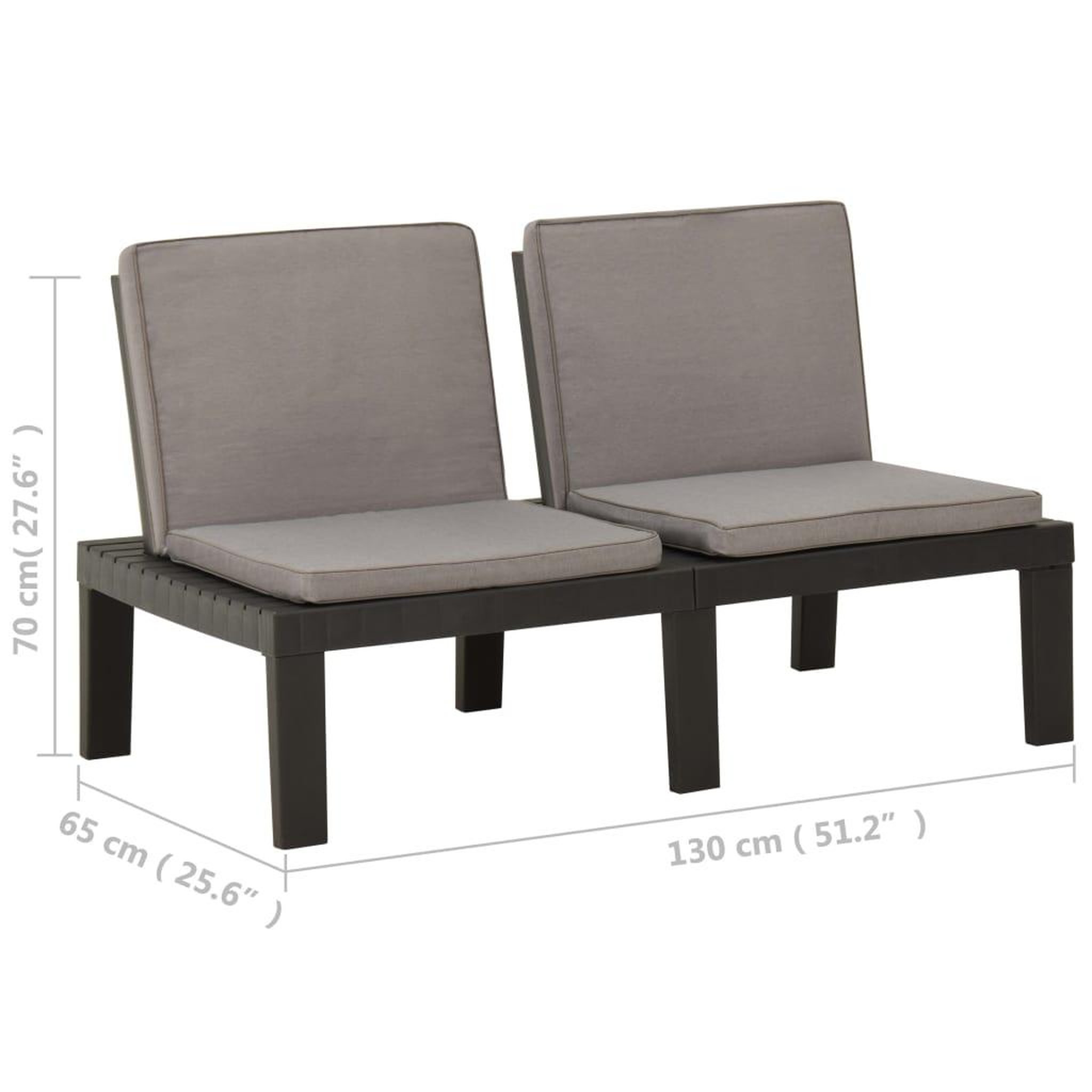 Voir la diapositive 6 : VIDAXL Banc de salon de jardin avec coussin Plastique Gris