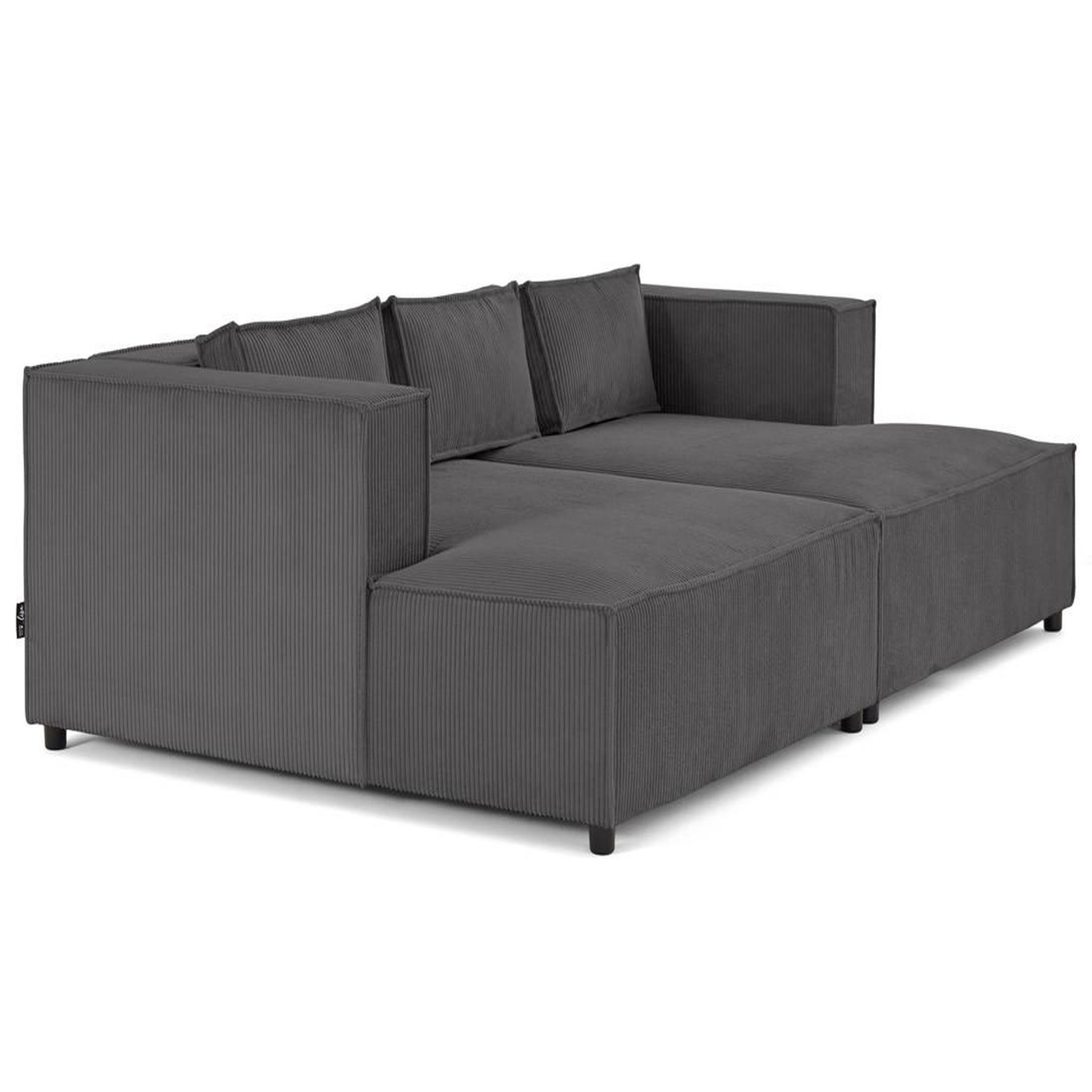 Voir la diapositive 4 : LISA DESIGN Stella - canapé droit 3 places avec double méridienne - assise profonde - en velours côtelé