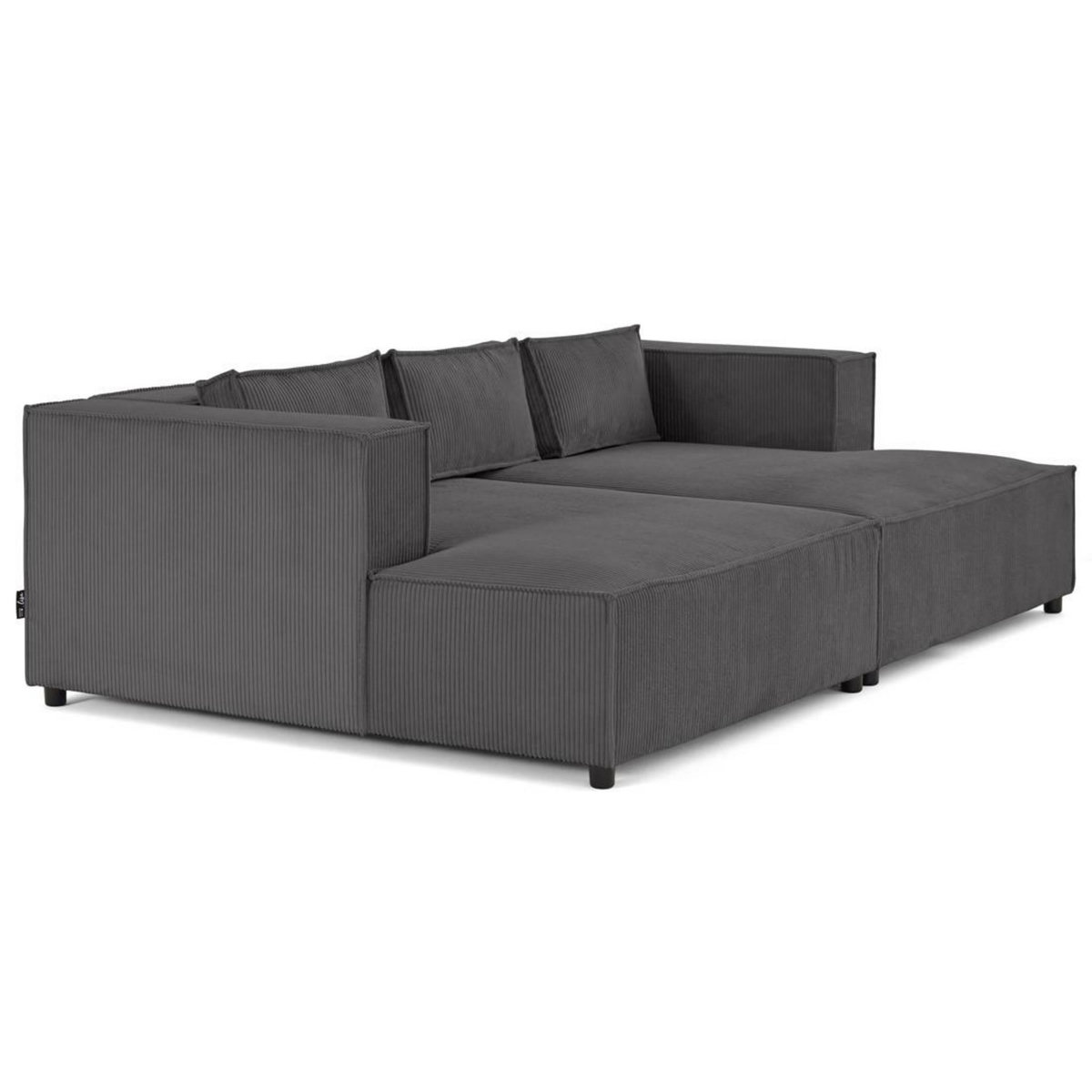 LISA DESIGN Stella - canapé droit 3 places avec double méridienne - assise profonde - en velours côtelé