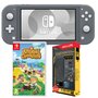 NINTENDO EXCLU WEB Console Nintendo Switch Lite Grise + Animal Crossing New Horizons + Pack 6 Accessoires Exclusif Auchan