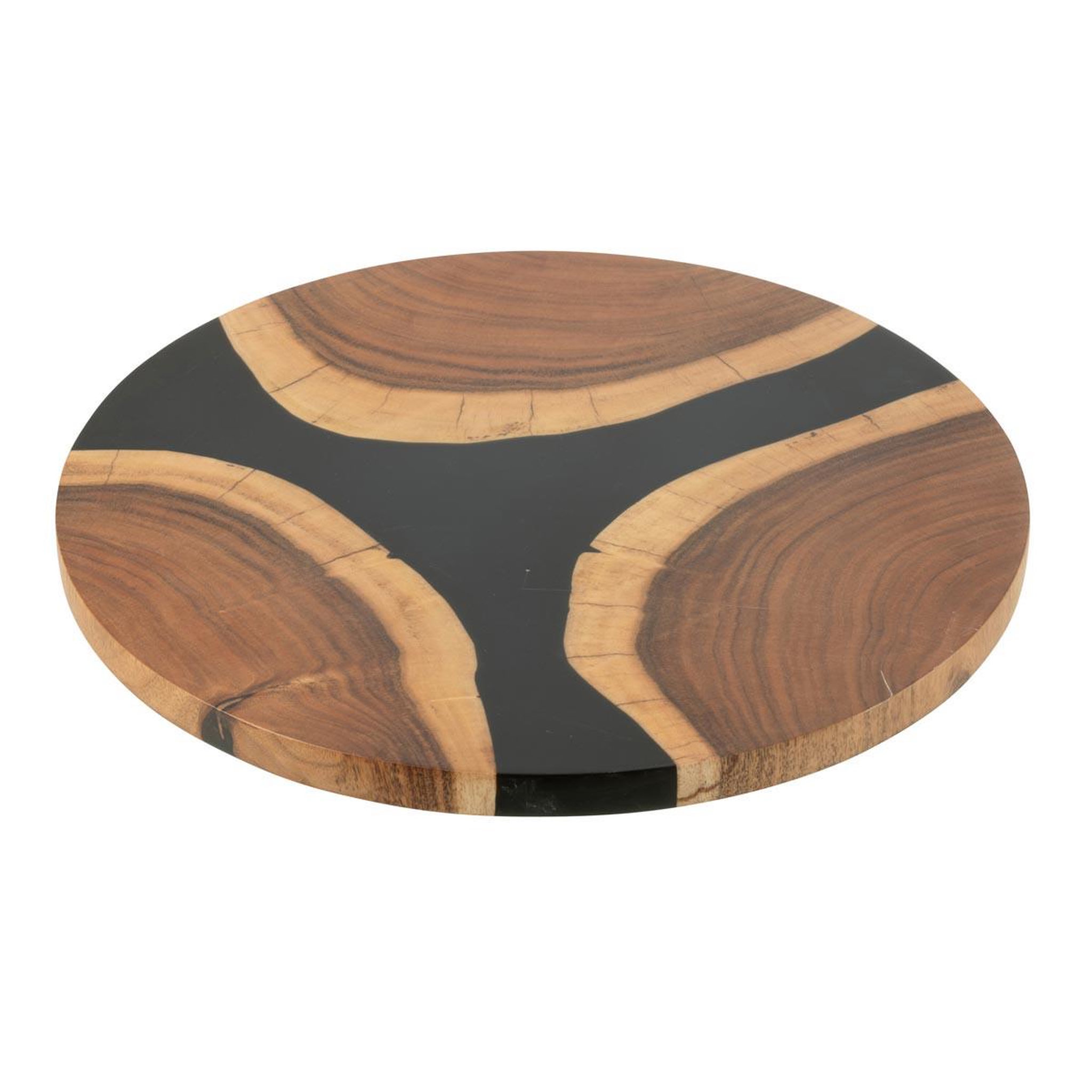 J-LINE Planche à découper ronde en bois  douglas  41cm naturel & noir