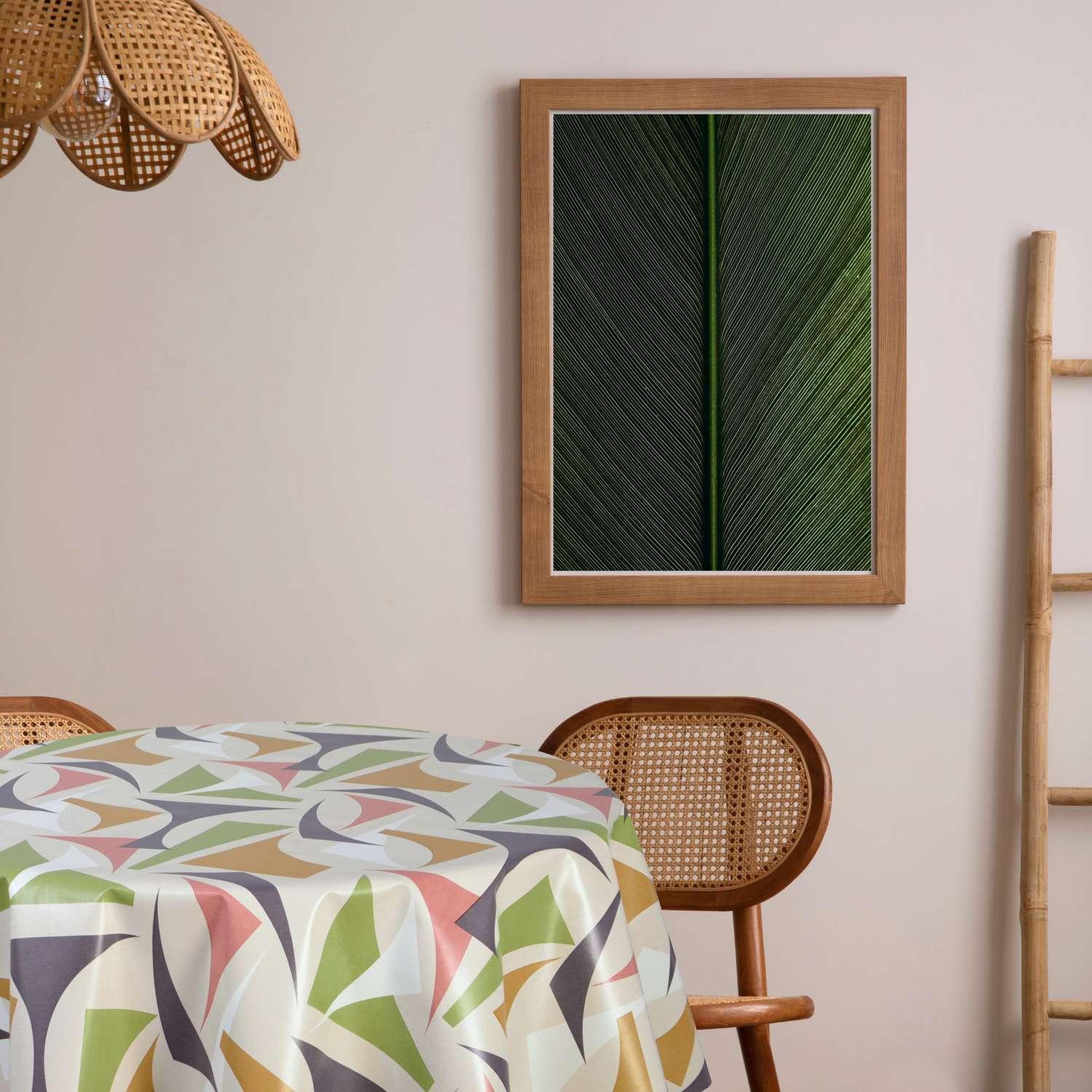 Voir la diapositive 2 : HABITABLE Nappe en toile cirée ronde Figu - Diam. 150 cm - Vert