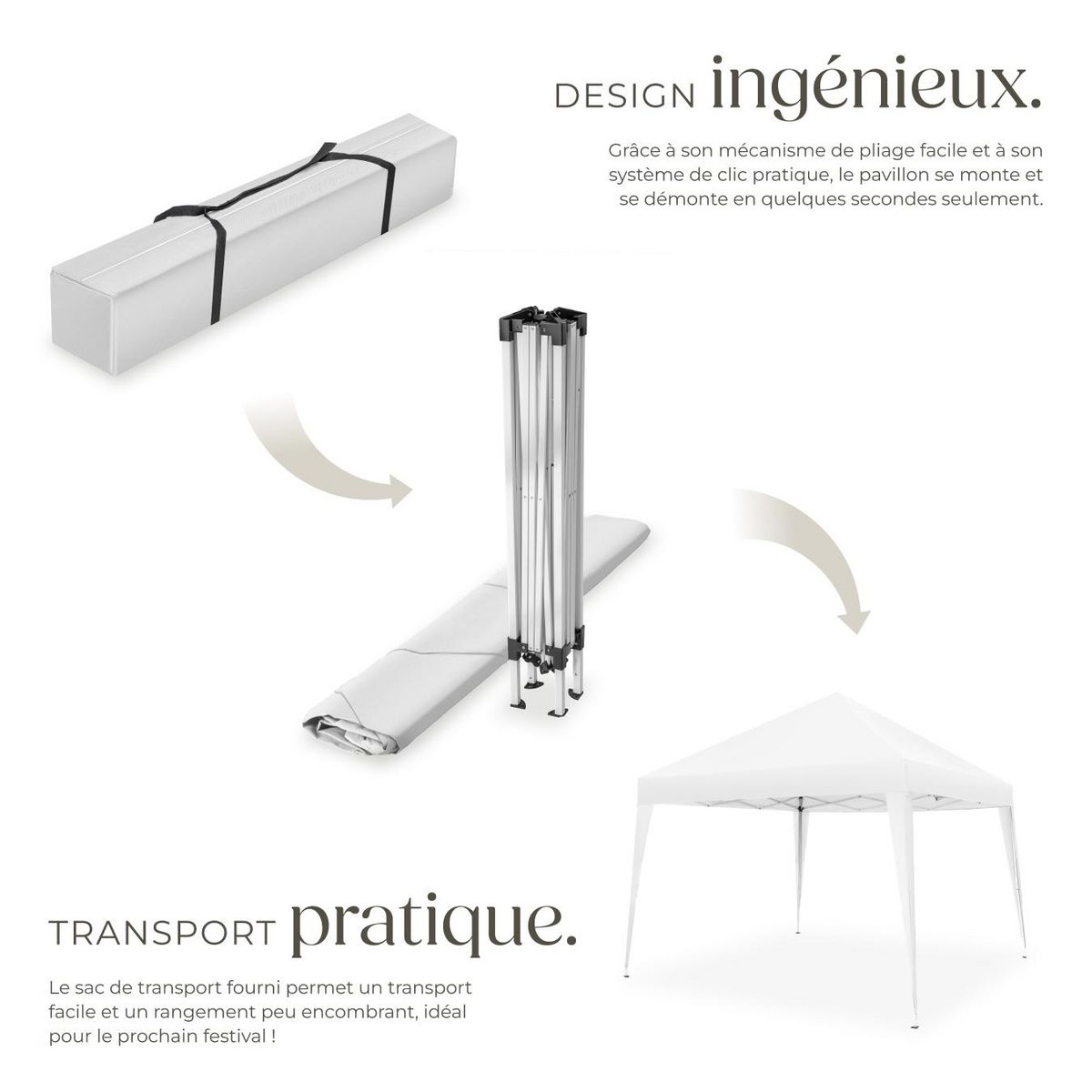 tectake Tonnelle 3 x 3 m blanc