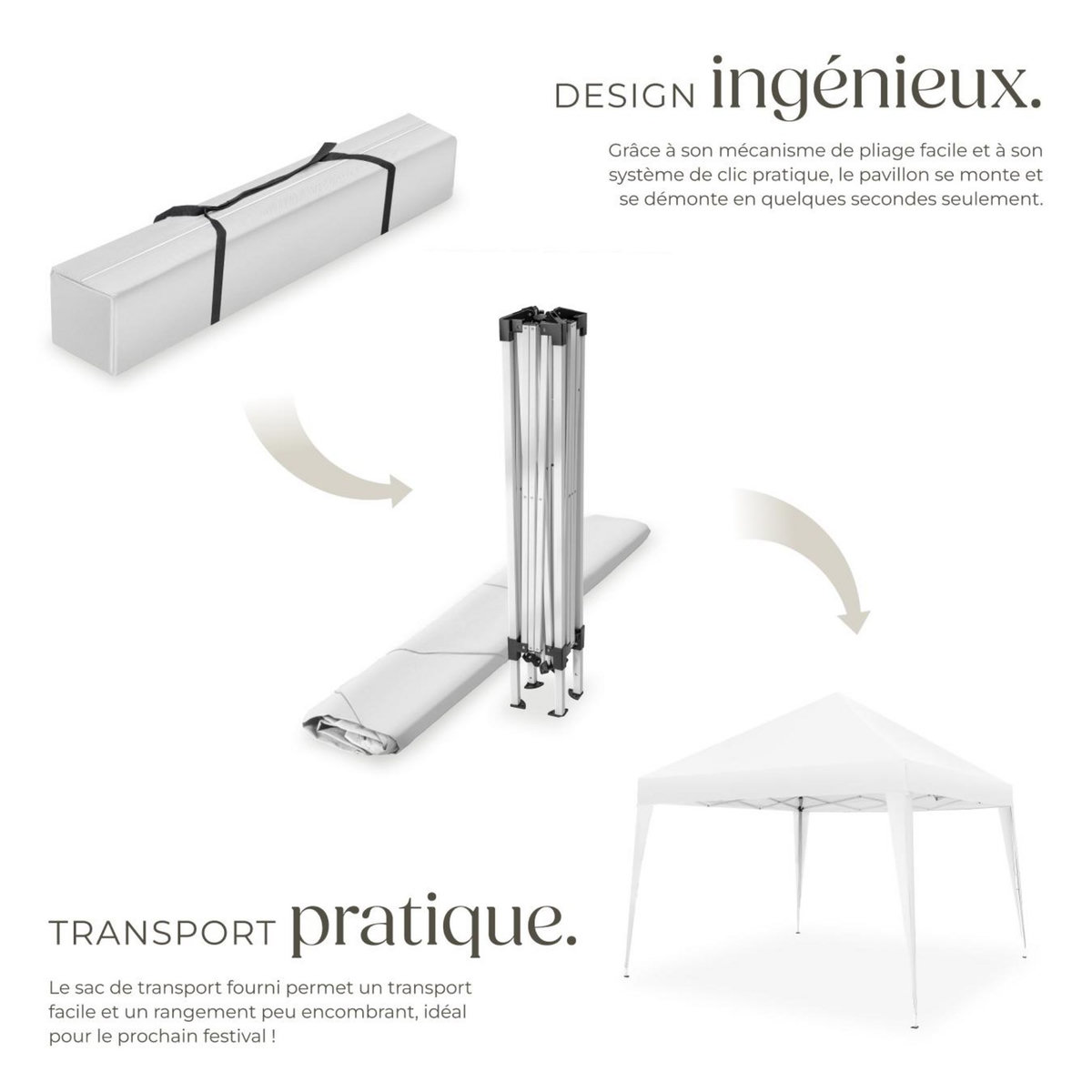 tectake Tonnelle 3 x 3 m blanc