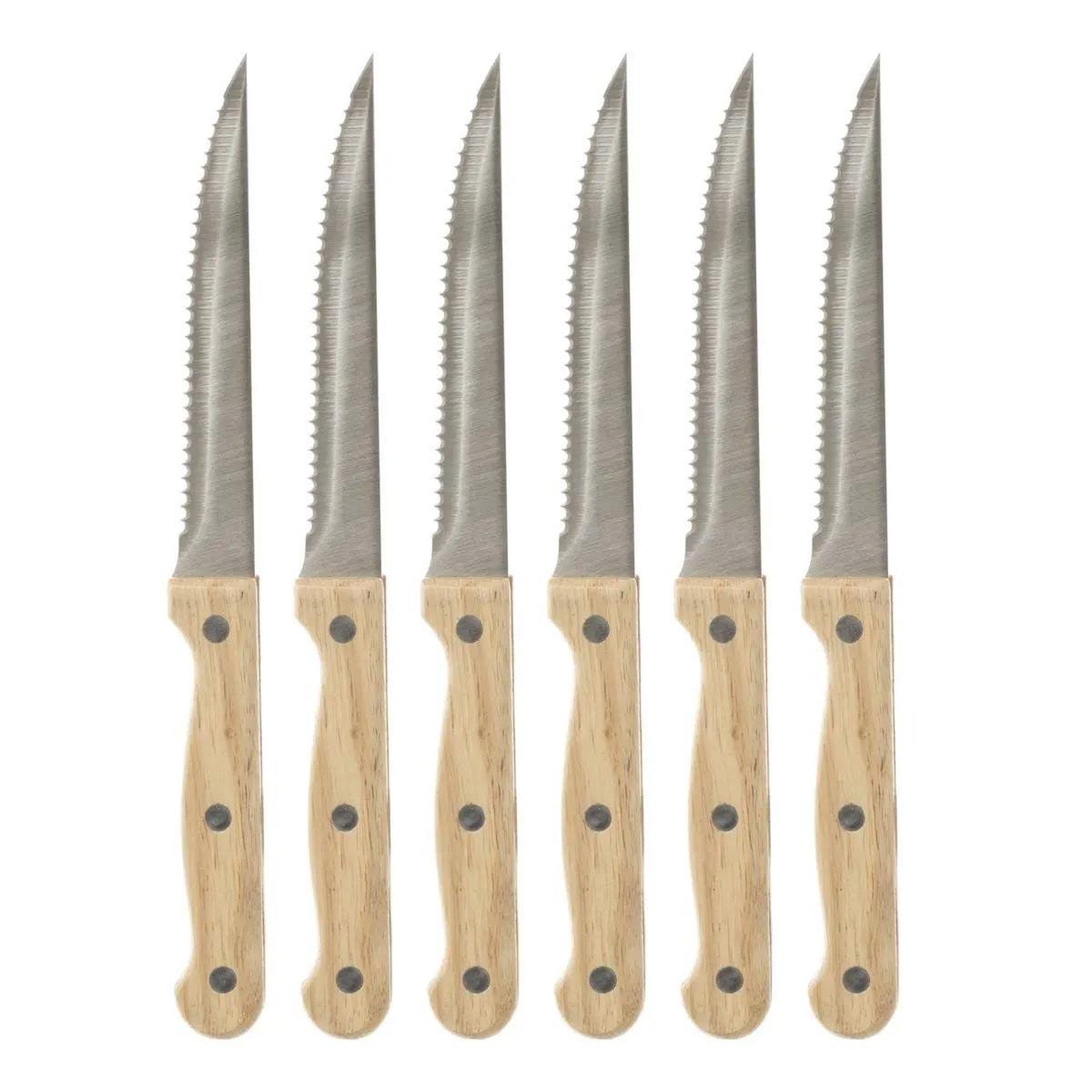 SECRET DE GOURMET Lot de 6 couteaux à steak bois  dosa  21cm naturel