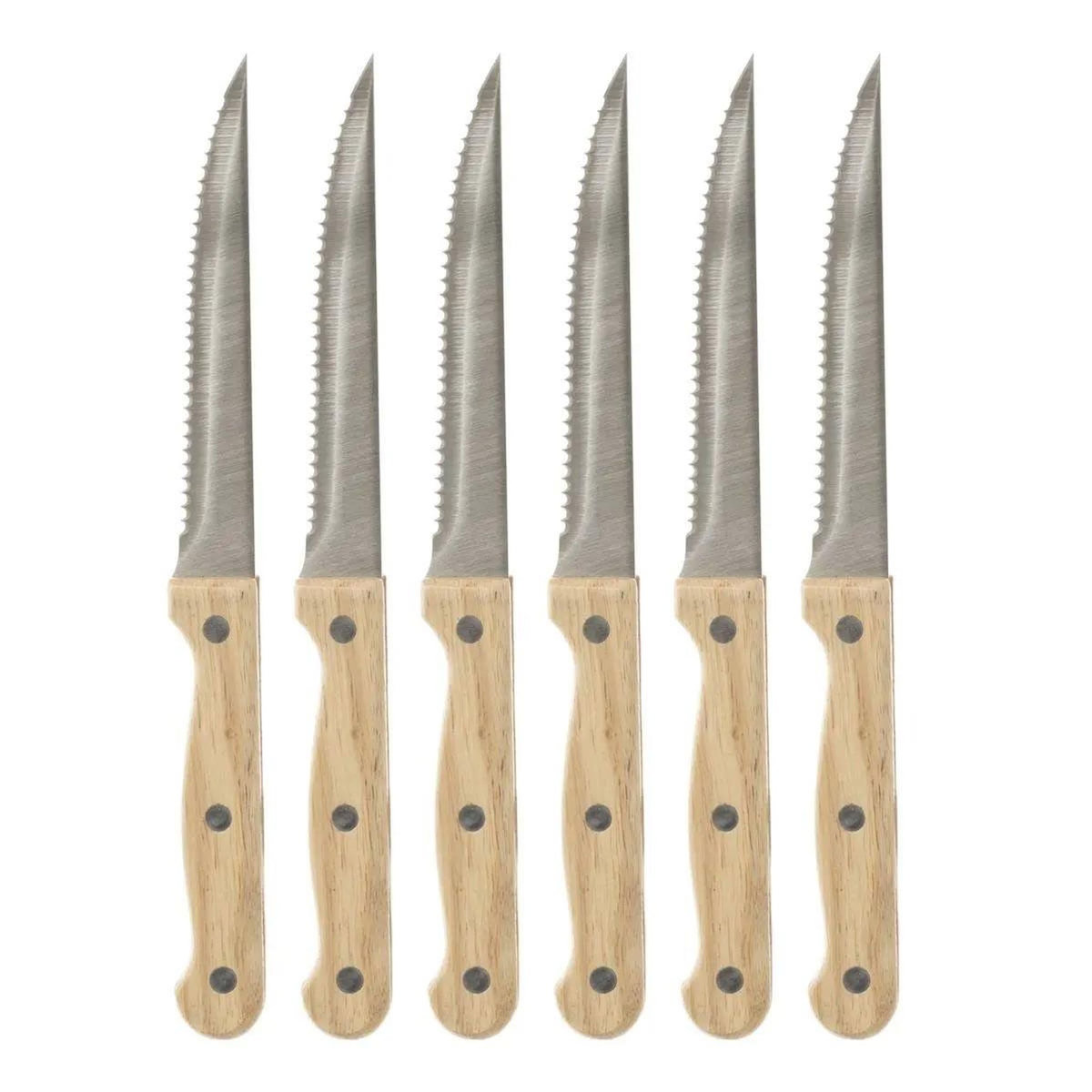 SECRET DE GOURMET Lot de 6 Couteaux à Steak Bois  Dosa  21cm Naturel