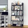 Voir la diapositive 2 : HOMCOM Étagère bibliothèque de rangement style industriel incliné 5 niveaux 70L x 35l x 150H cm noir