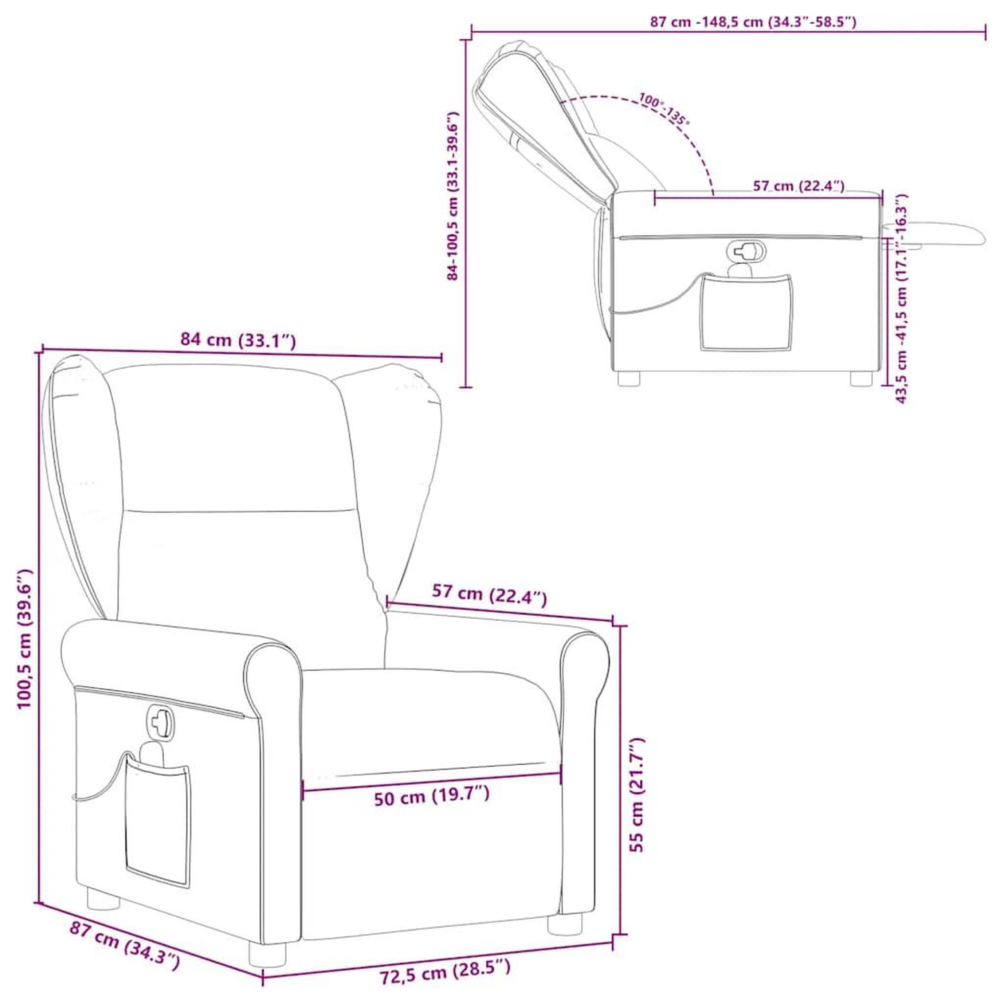 Voir la diapositive 6 : VIDAXL Fauteuil de massage inclinable gris nuage tissu