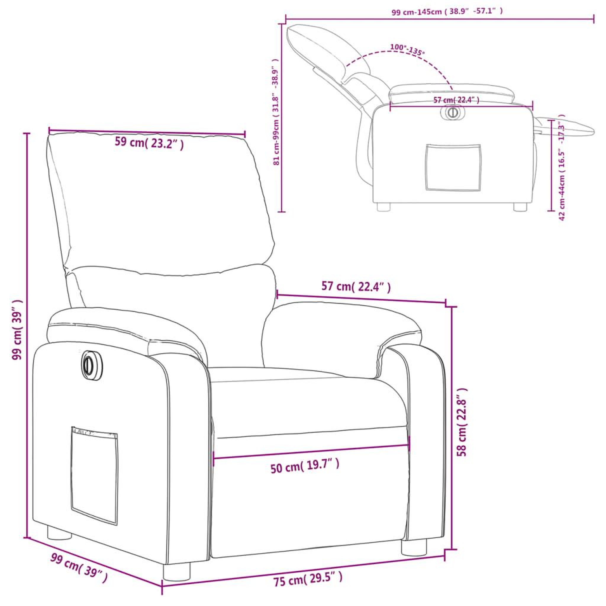 Voir la diapositive 6 : VIDAXL Fauteuil inclinable electrique Marron Similicuir