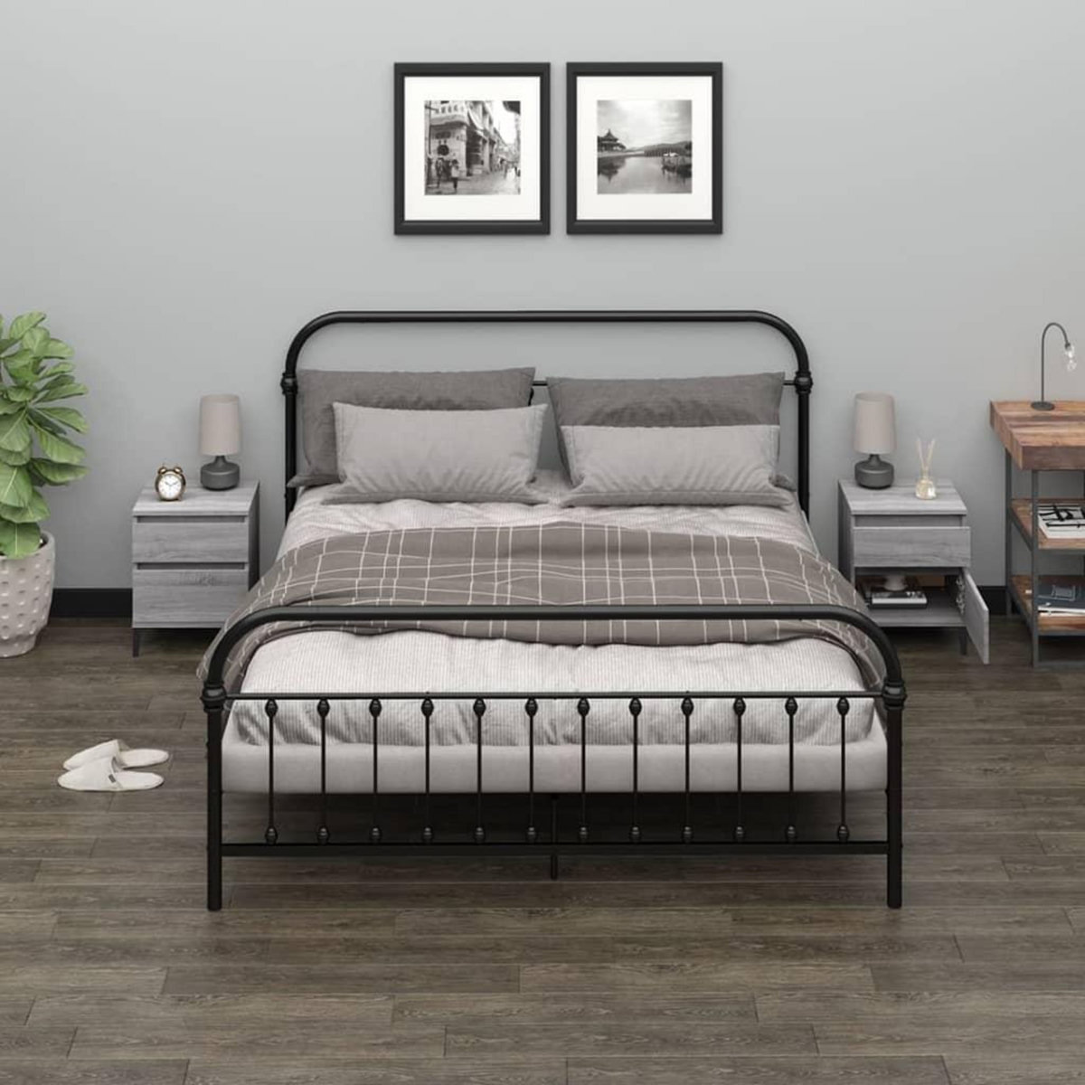 VIDAXL Tables de chevet 2 pcs Sonoma gris 40x35x50 cm