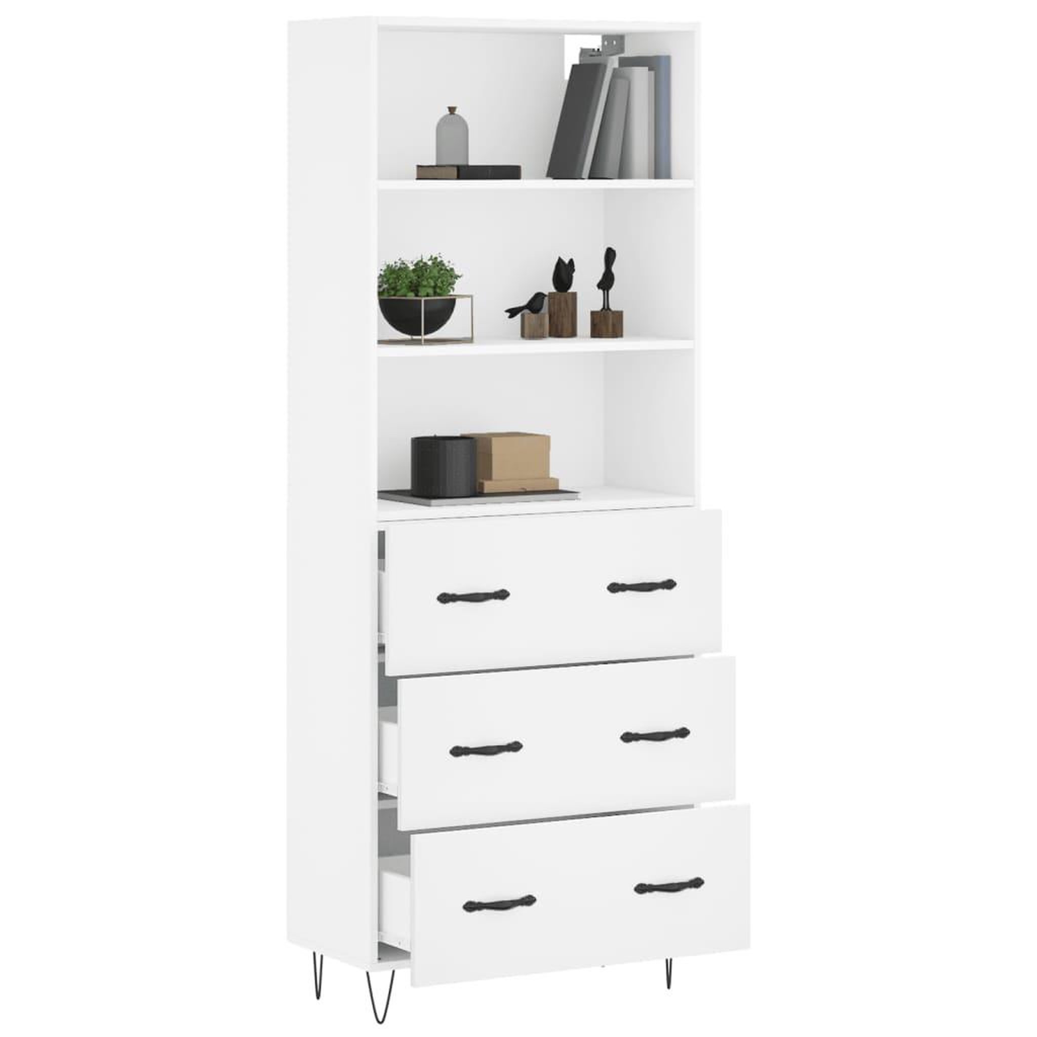 Voir la diapositive 3 : VIDAXL Buffet haut Blanc 69,5x34x180 cm Bois d'ingenierie
