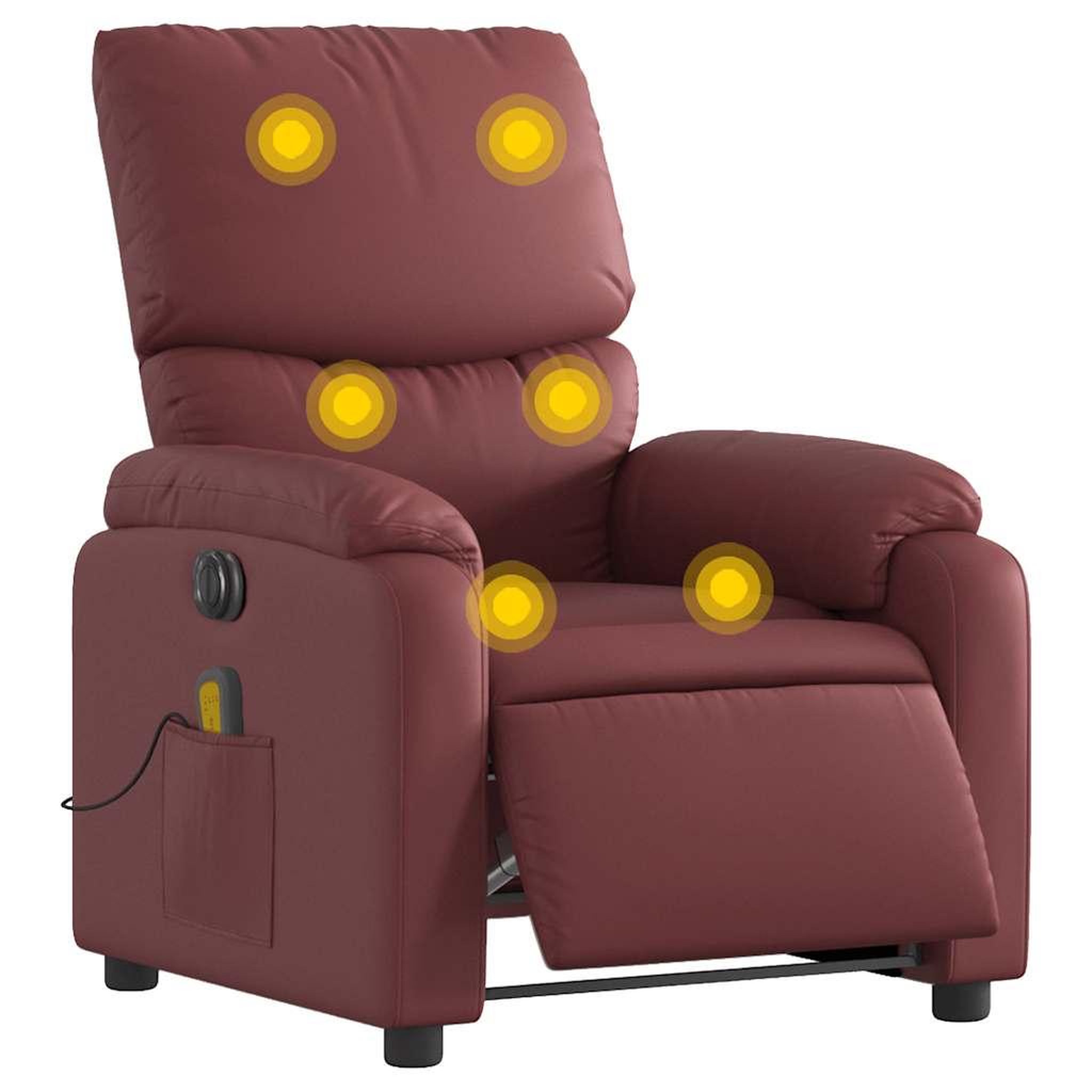 Voir la diapositive 3 : VIDAXL Fauteuil de massage inclinable electrique rouge bordeaux