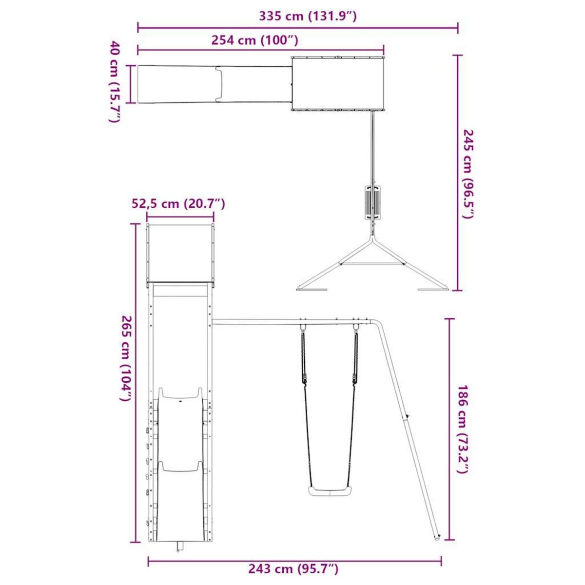 VIDAXL Aire de jeux d'exterieur bois de pin impregne